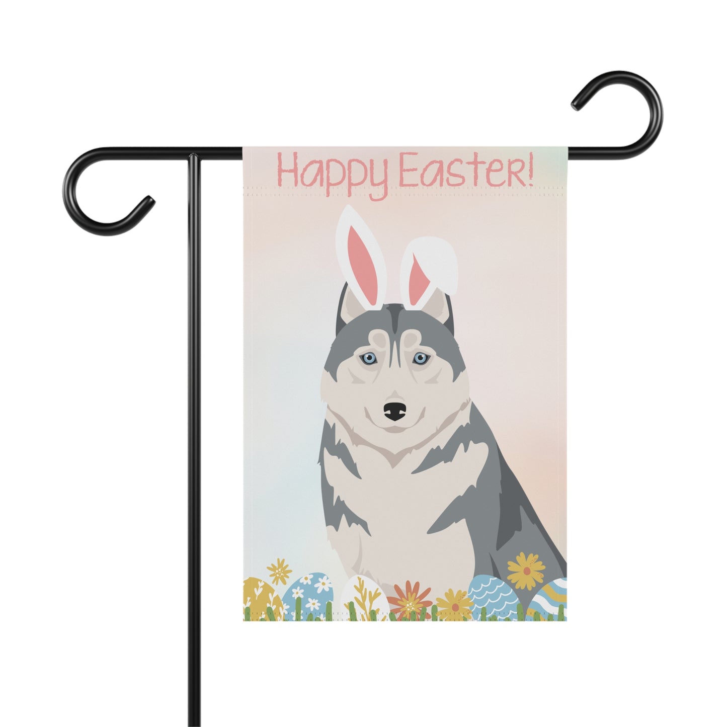Siberian Husky Dog Happy Easter Garden Flag