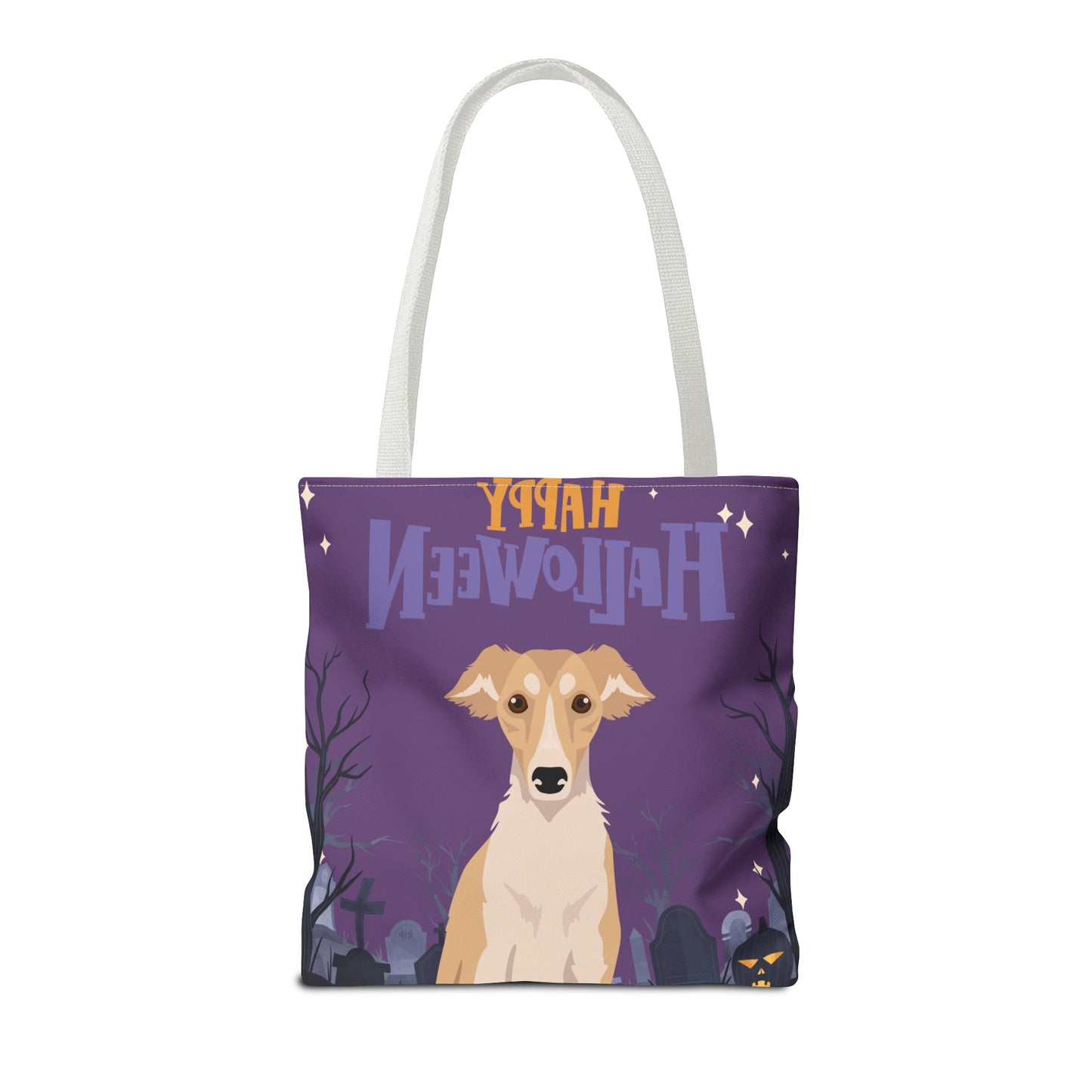 Silken Windhound Dog Happy Halloween Tote Bag 16x16