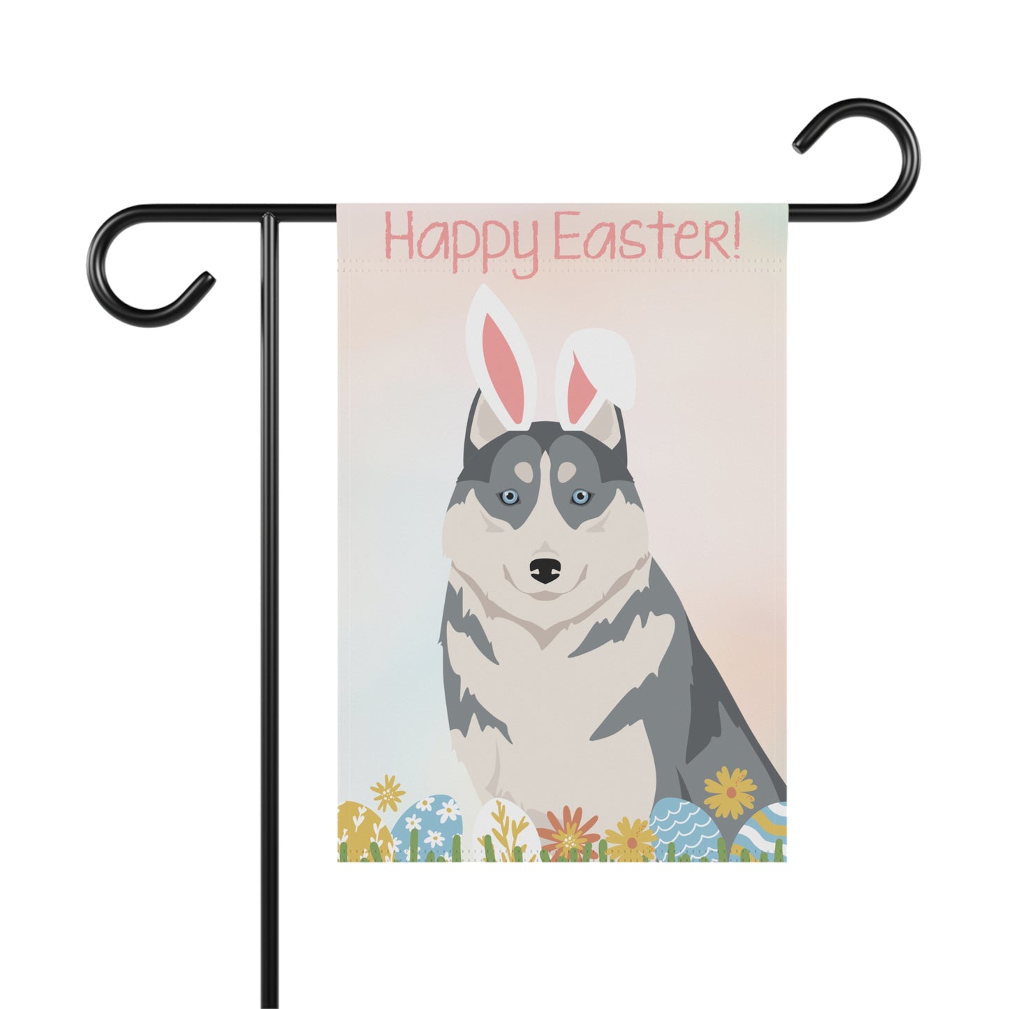 Siberian Husky Dog Happy Easter Garden Flag