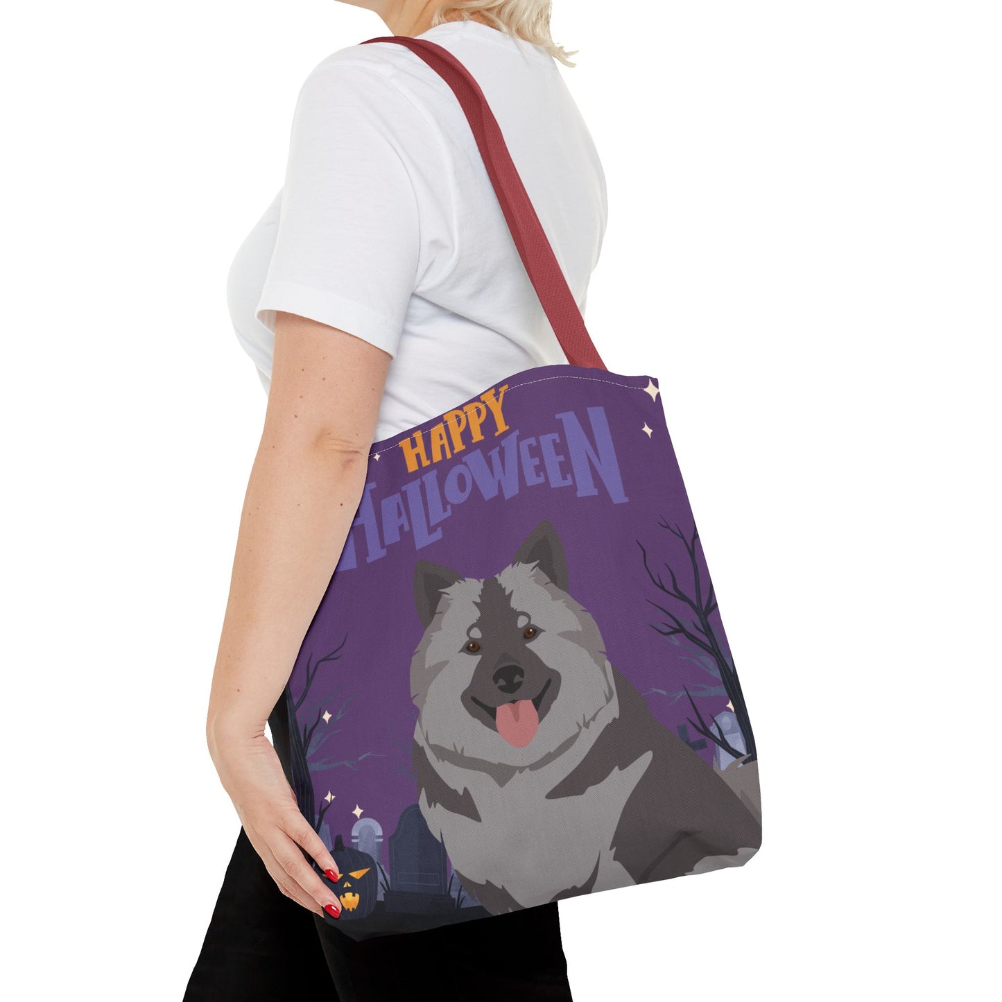 Keeshound Dog Happy Halloween Tote Bag 16x16