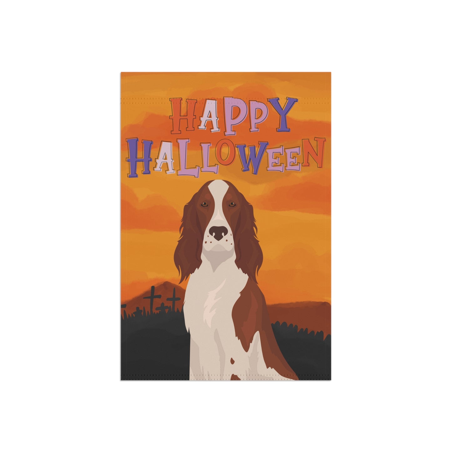 Irish Red and White Setter Dog Halloween Garden Flag