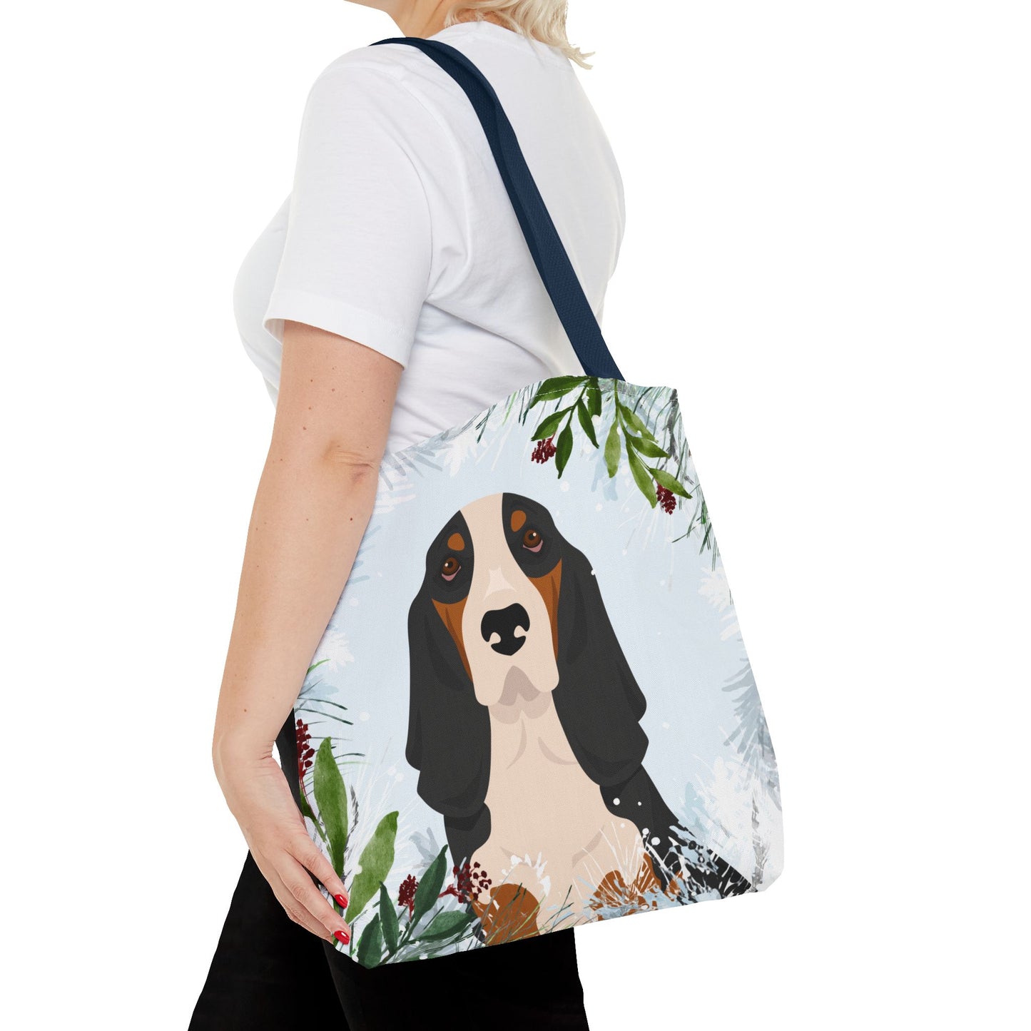 Basset Hound Dog Christmas Holiday Tote Bag 16x16