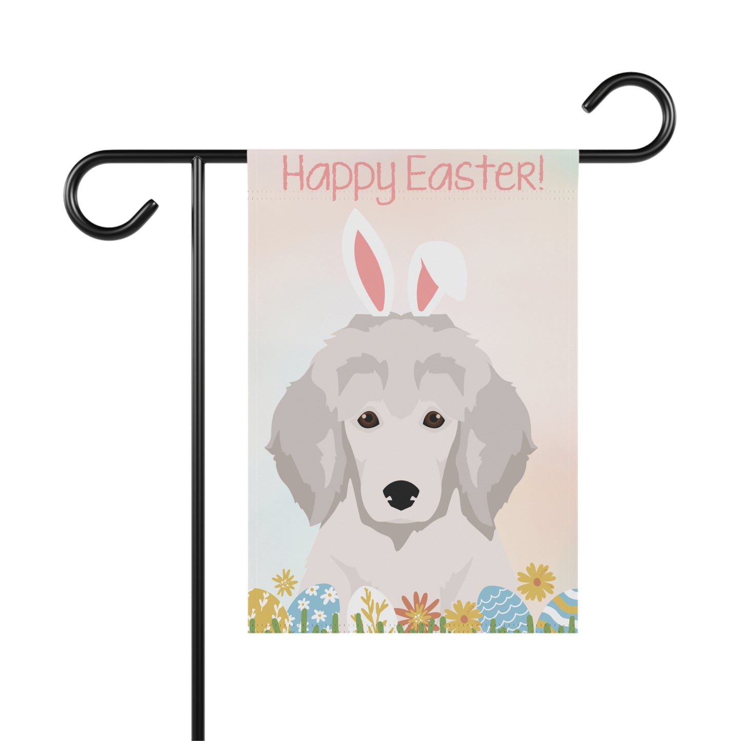 Poodle Dog Happy Easter Garden Flag