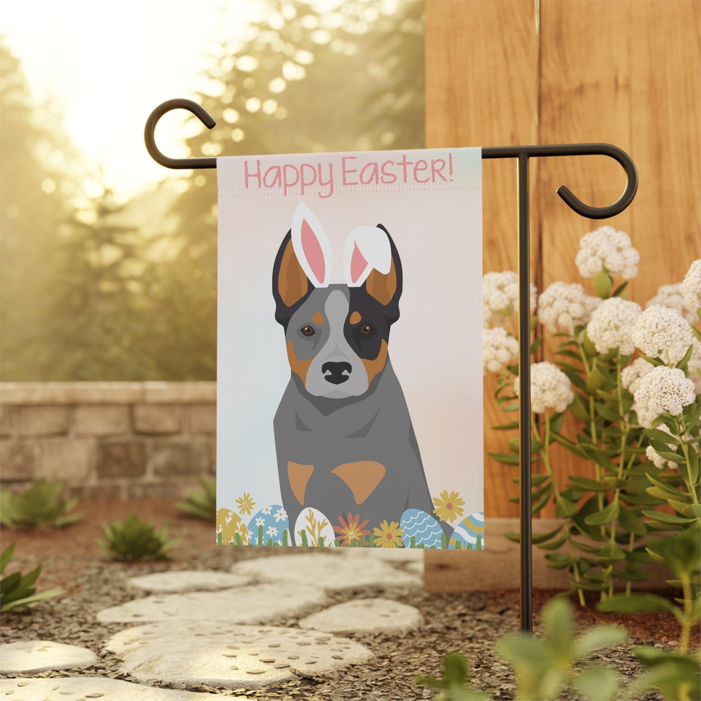 Australian Cattle Dog Happy Easter Garden Flag