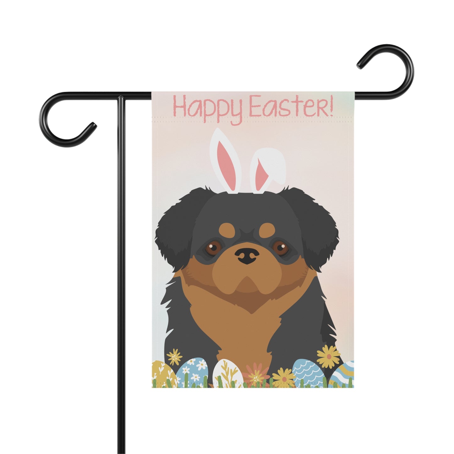 Tibetan Spaniel Dog Happy Easter Garden Flag