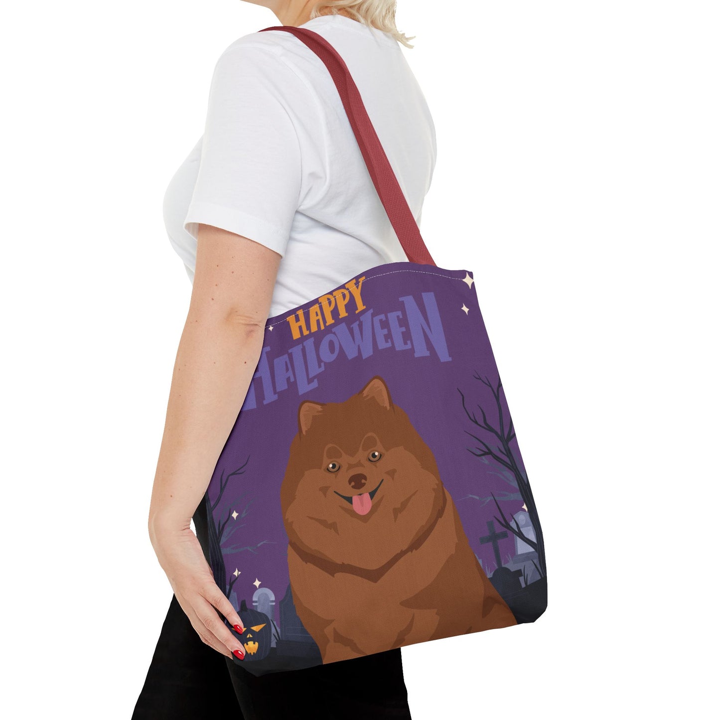 Pomeranian Dog Happy Halloween Tote Bag 16x16