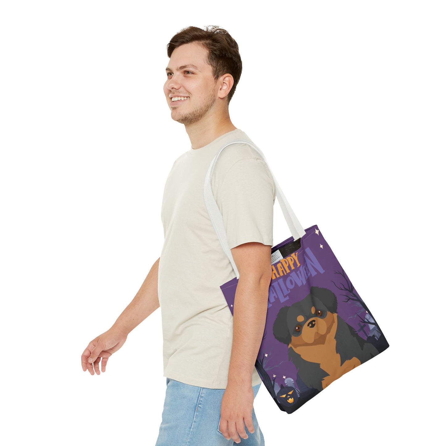 Tibetan Spaniel Dog Happy Halloween Tote Bag 16x16