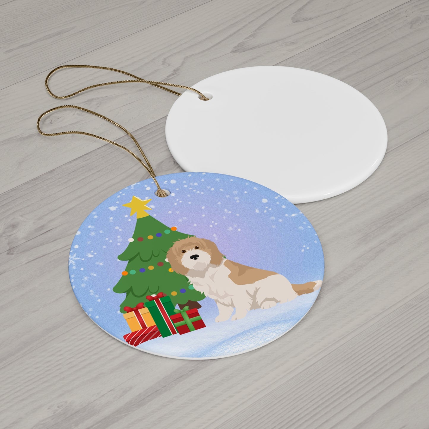 Grand Bassett Griffon Vendeen Dog Christmas Ceramic Ornament