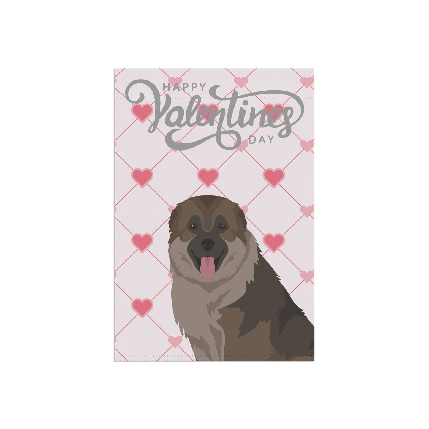 Caucasian Shepherd Dog Valentines Day Garden Flag