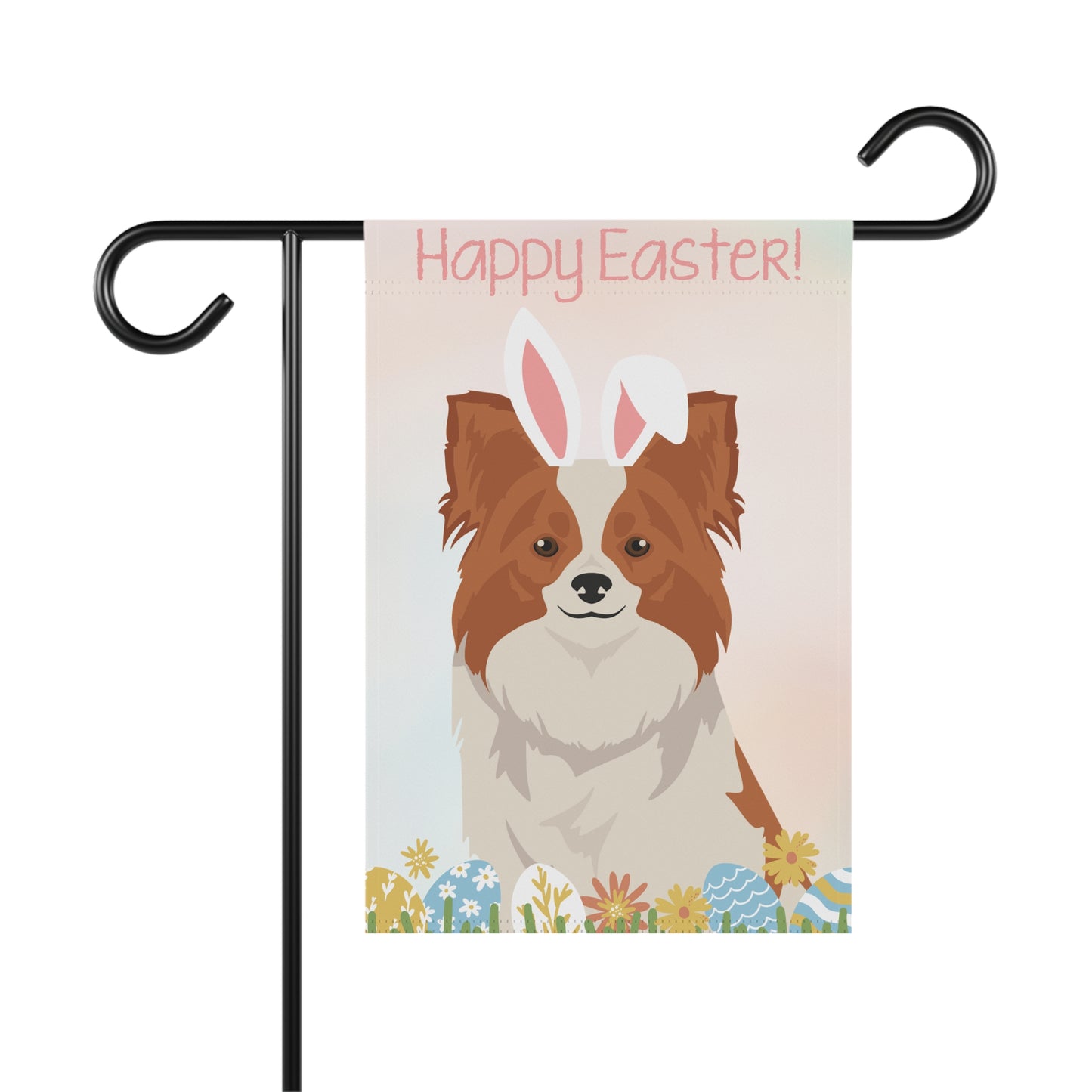Papillon Dog Happy Easter Garden Flag