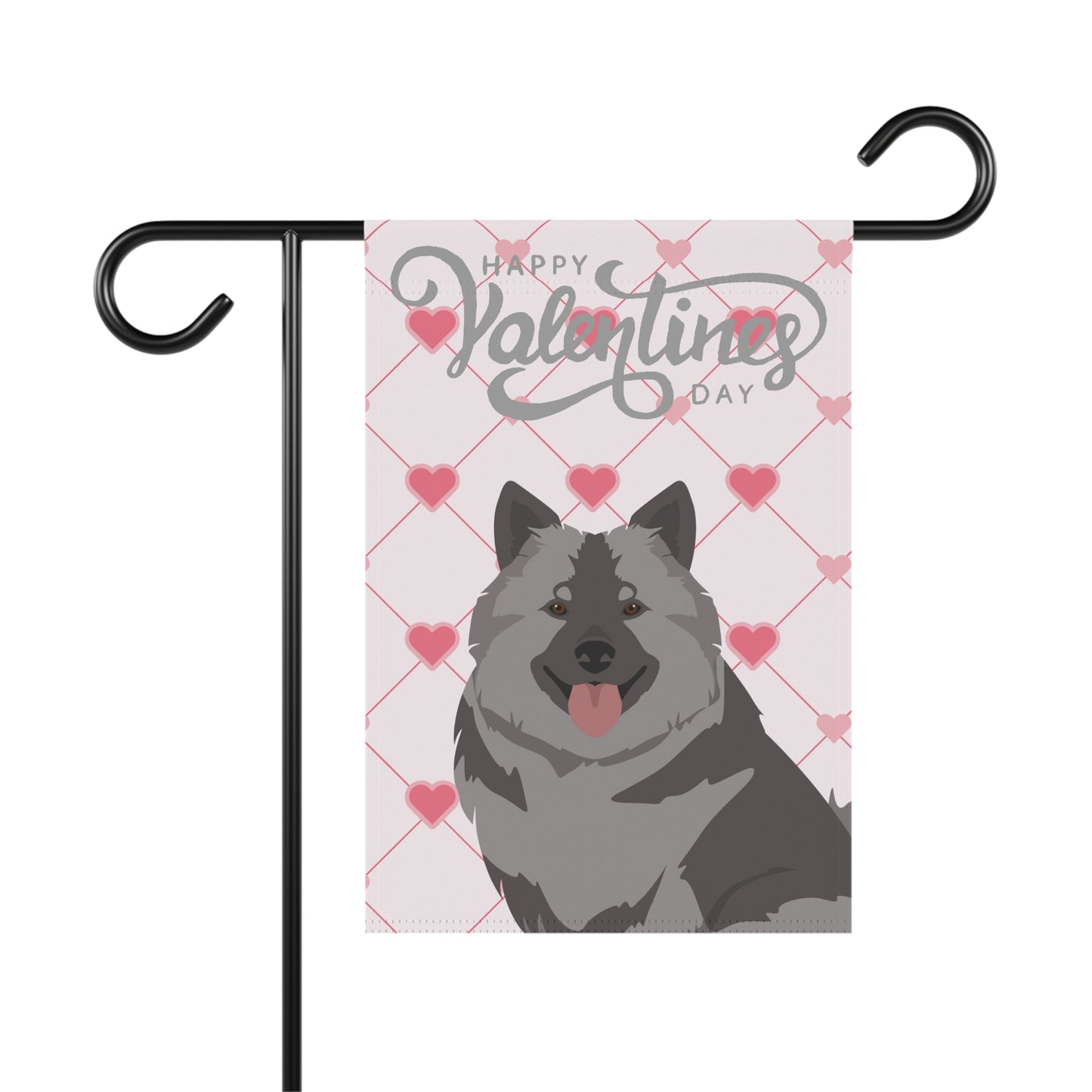 Keeshond Dog Valentines Day Garden Flag