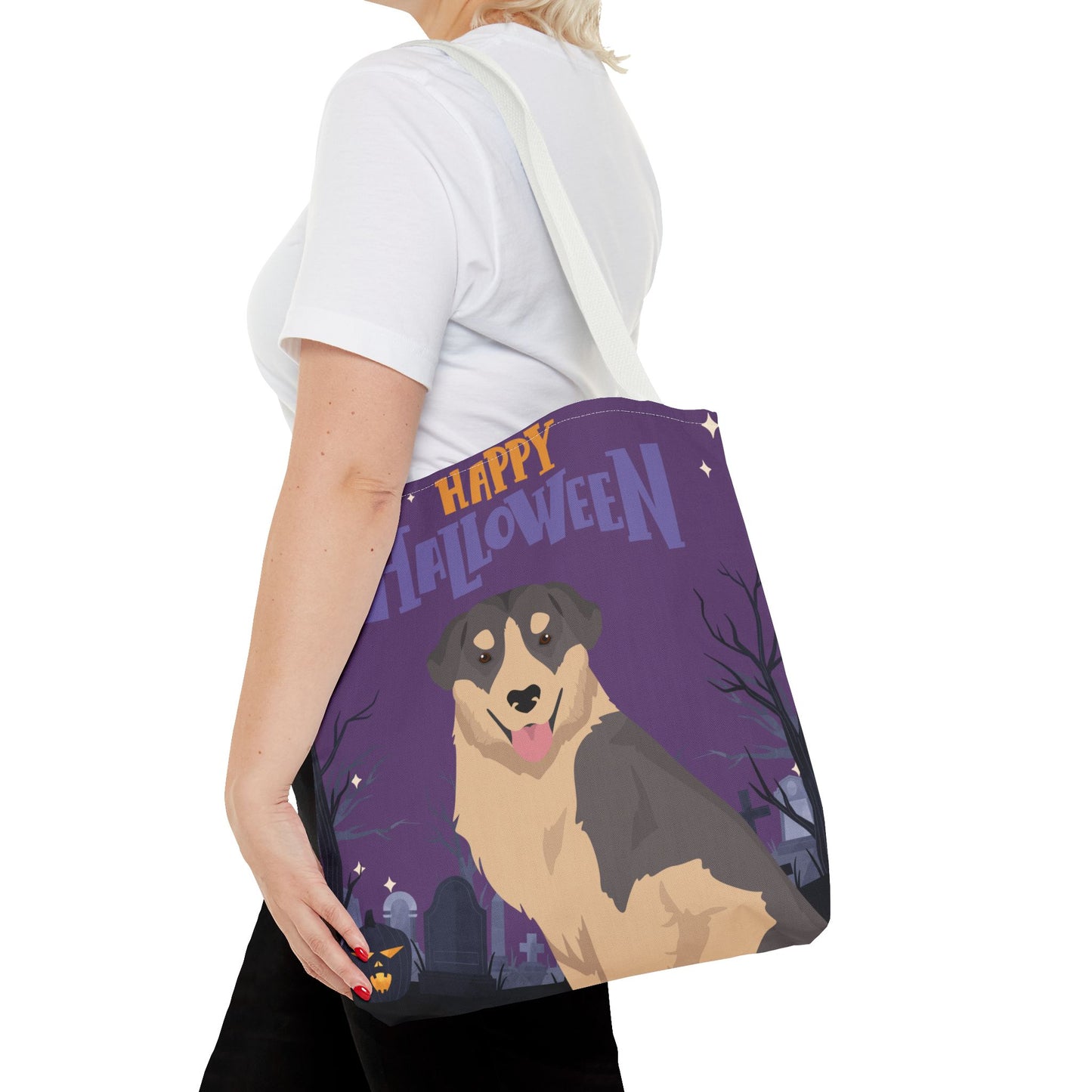 Carpathian Shepherd Dog Happy Halloween Tote Bag 16x16