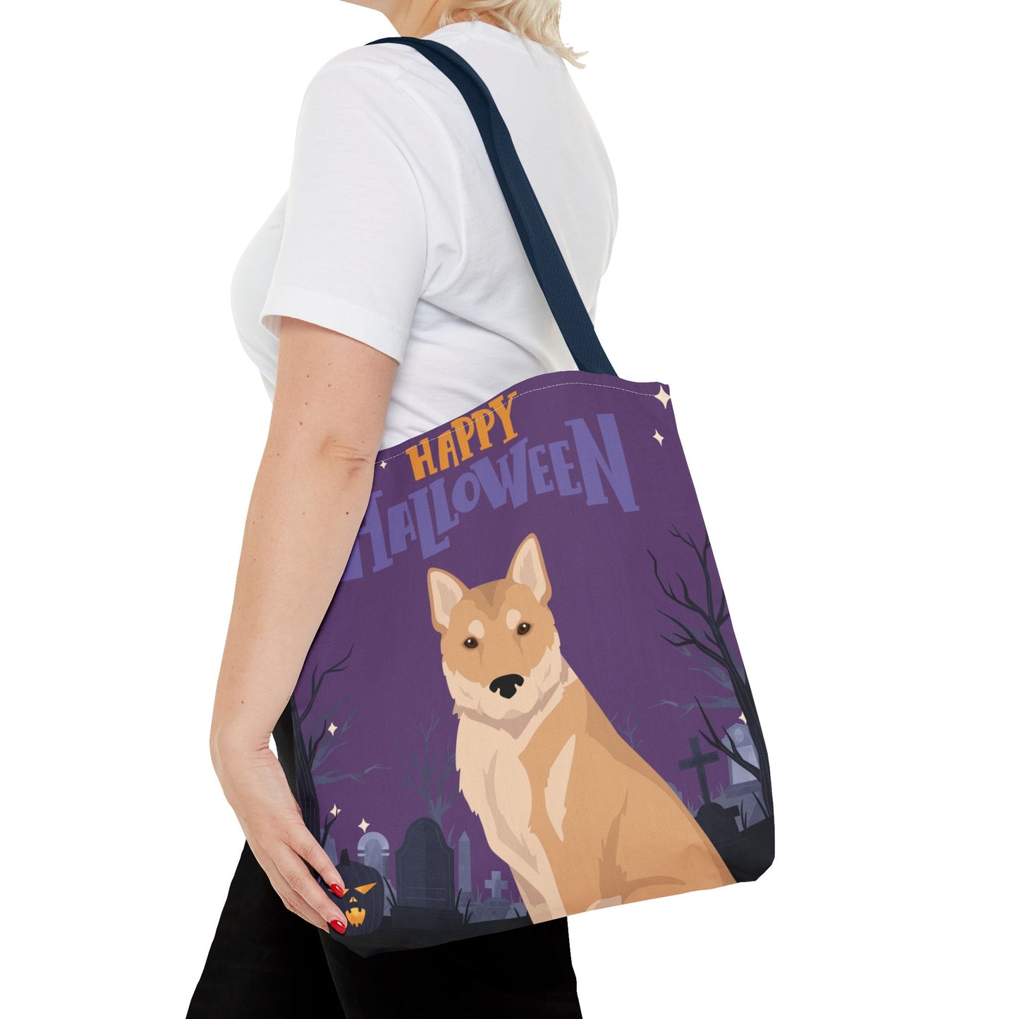 Korean Jindo Dog Happy Halloween Tote Bag 16x16
