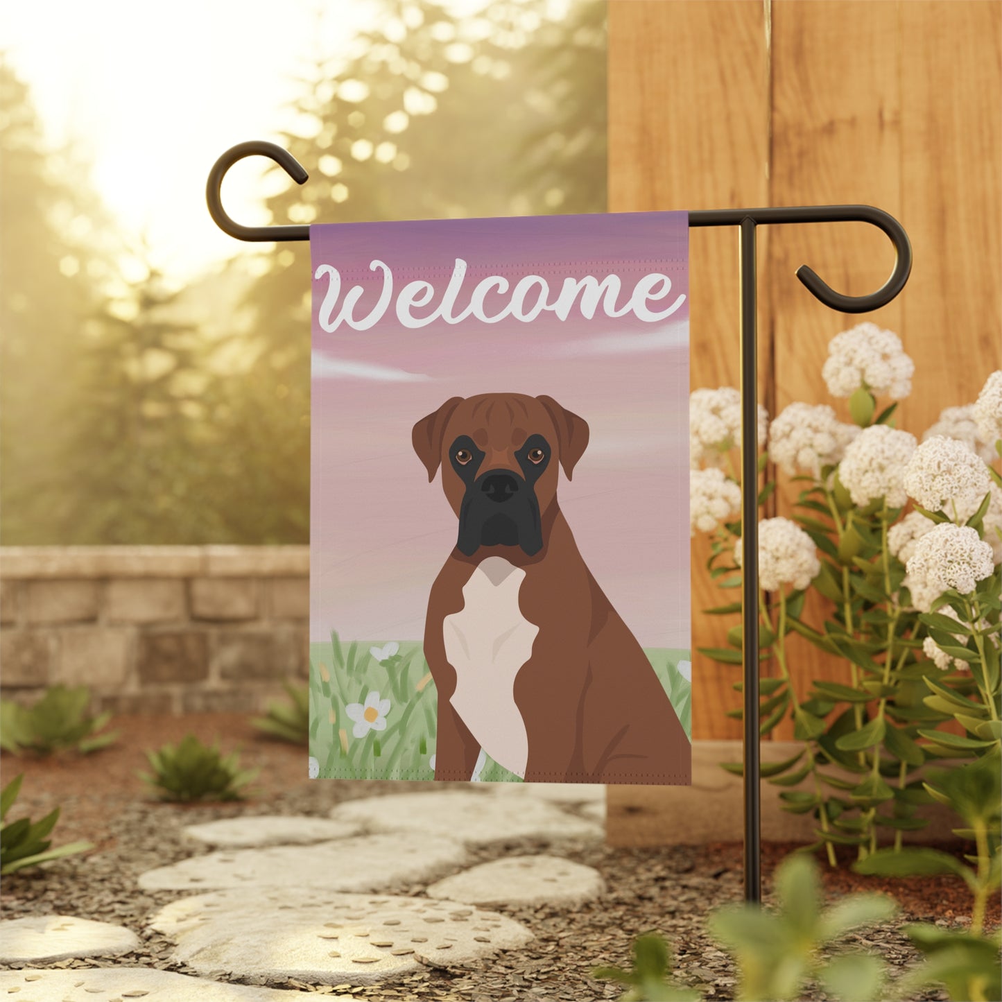 Boxer Dog Welcome Garden Flag