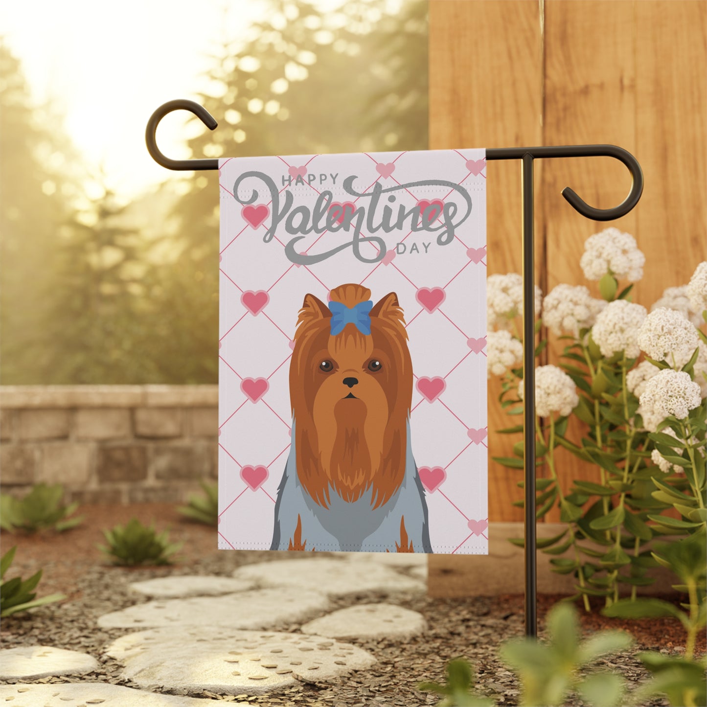 Yorkshire Terrier Dog Valentines Day Garden Flag