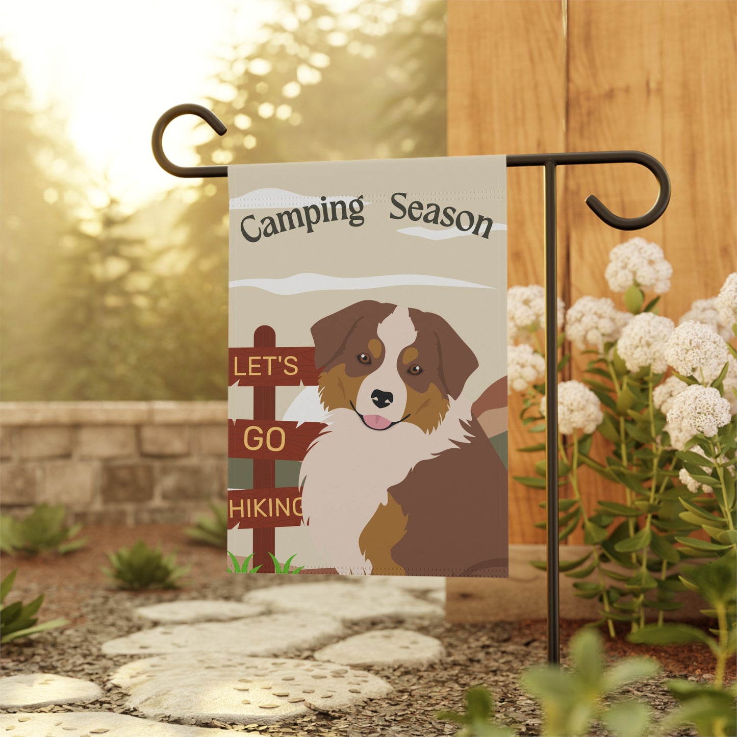 Miniature American Shepherd Dog Camping Garden Flag