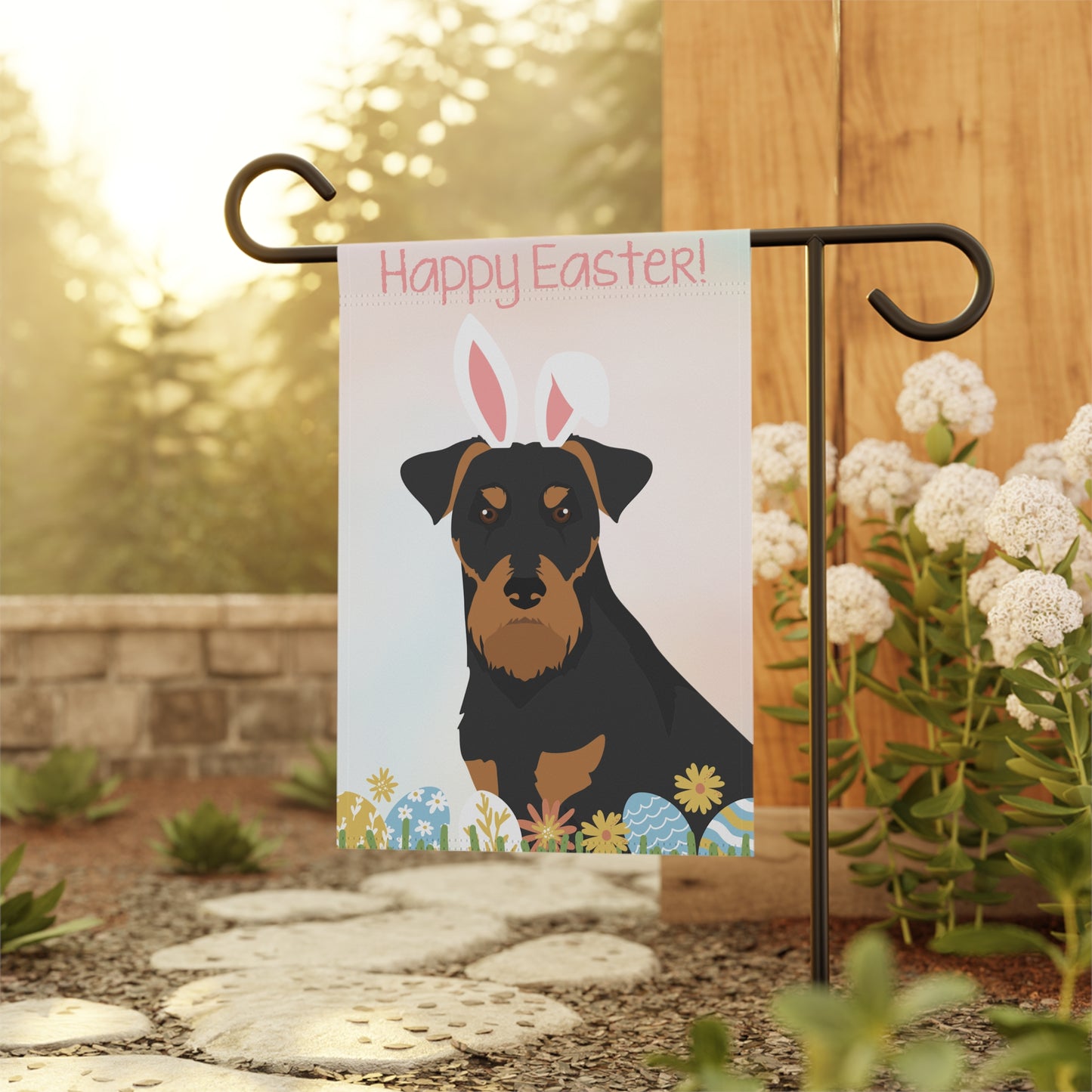 Jagdterrier Dog Happy Easter Garden Flag