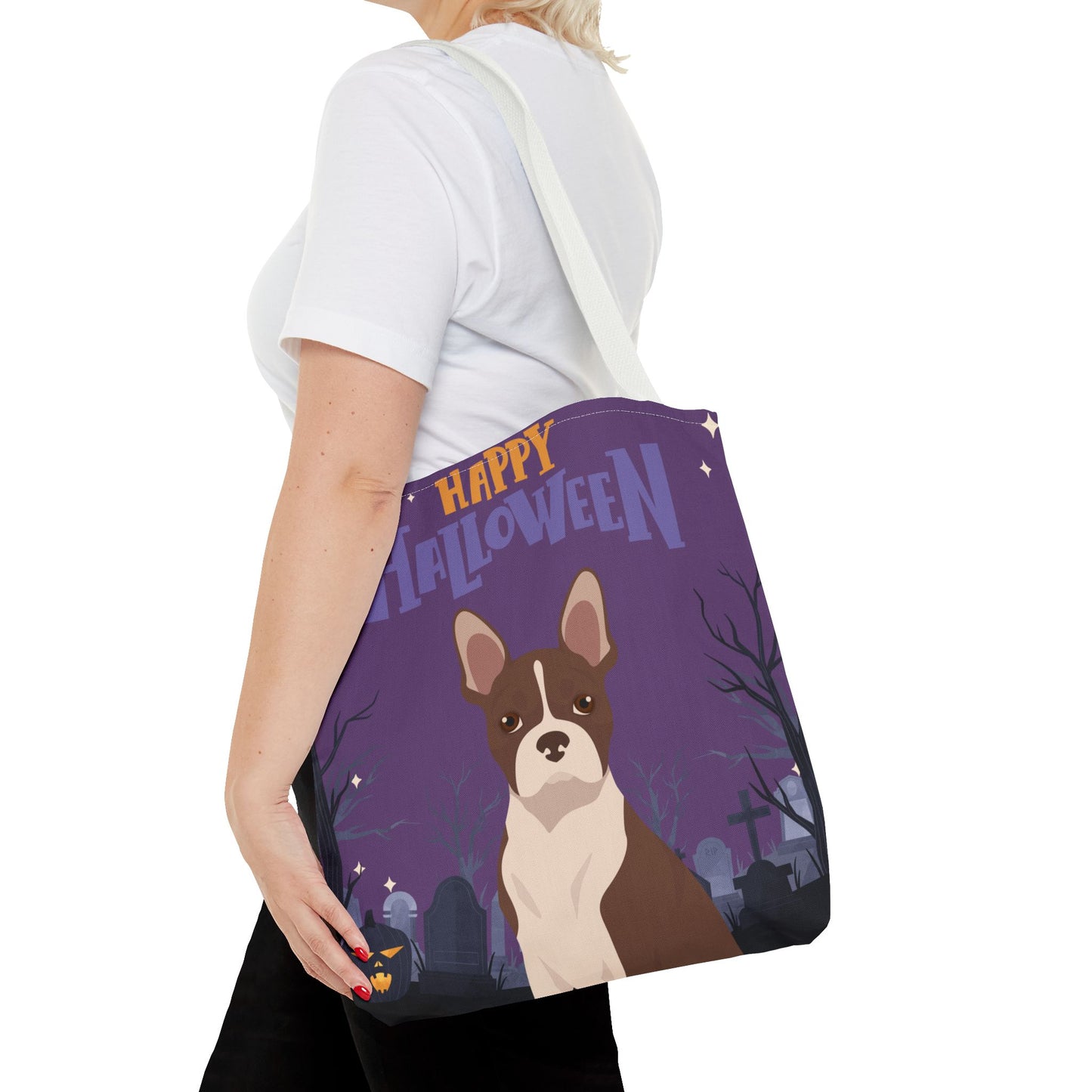 Boston Terrier Dog Happy Halloween Tote Bag 16x16