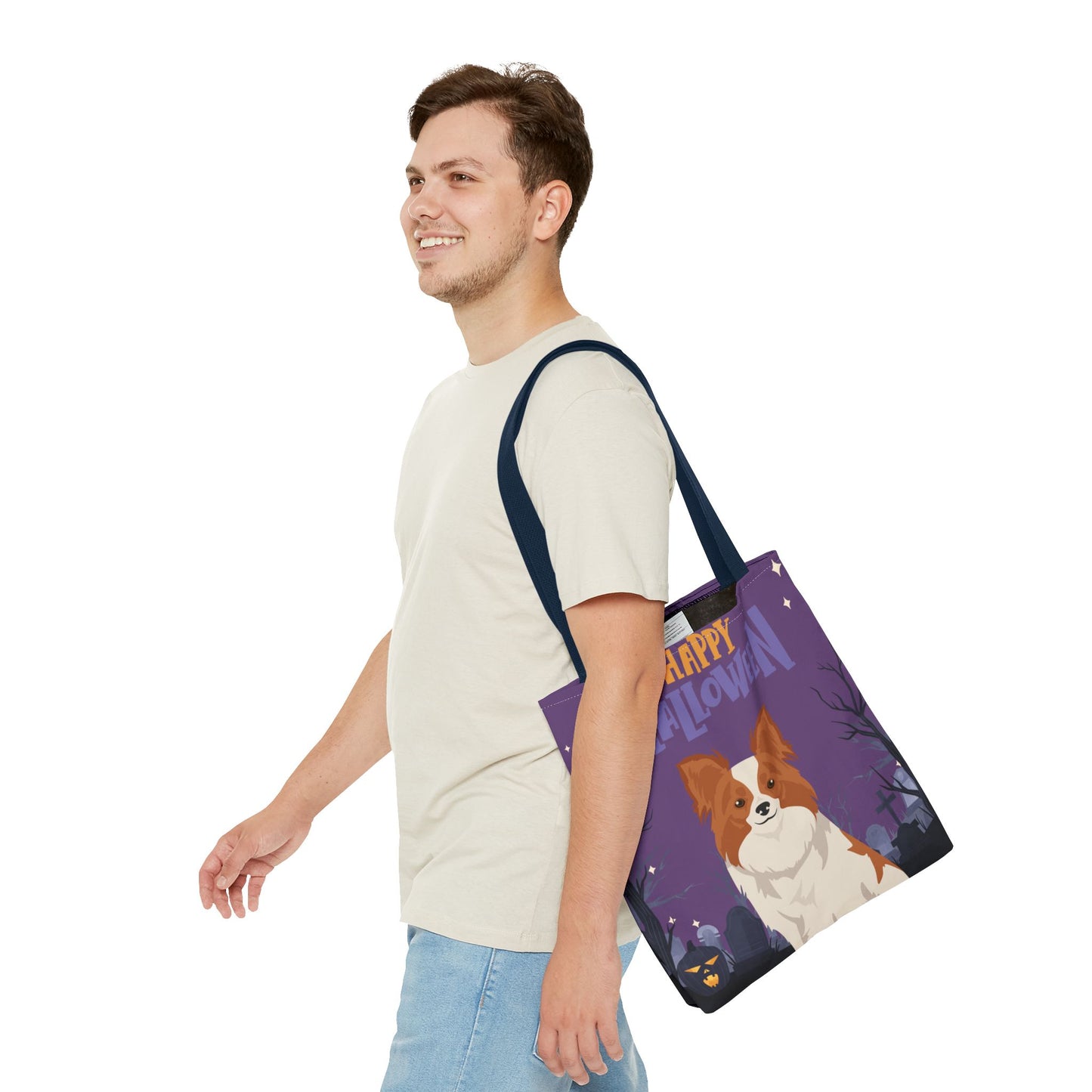 Papillon Dog Happy Halloween Tote Bag 16x16