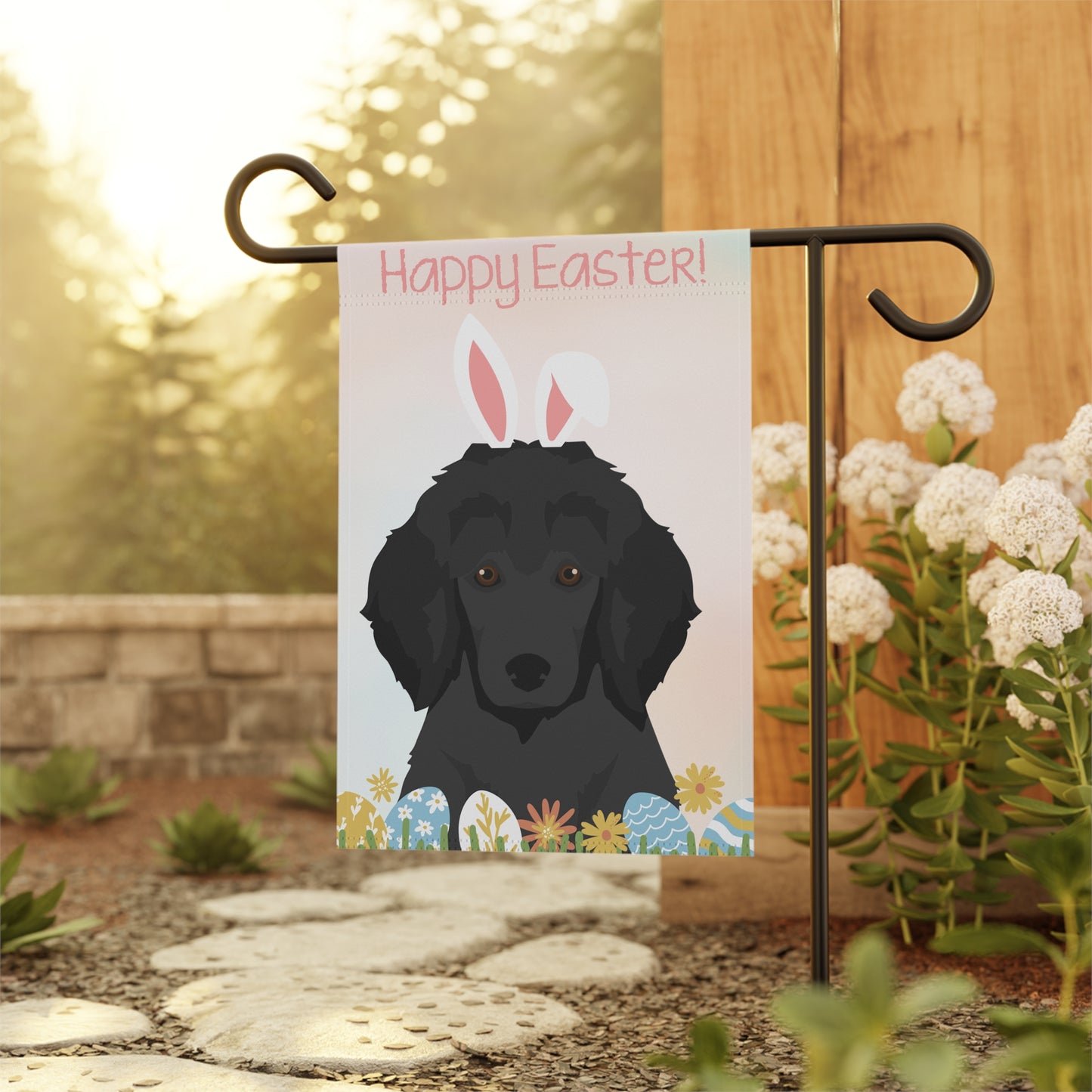 Poodle Dog Happy Easter Garden Flag