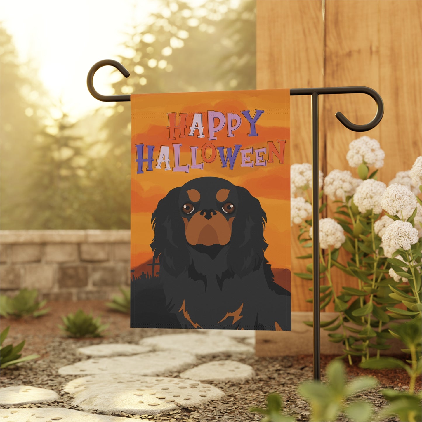 English Toy Dog Halloween Garden Flag