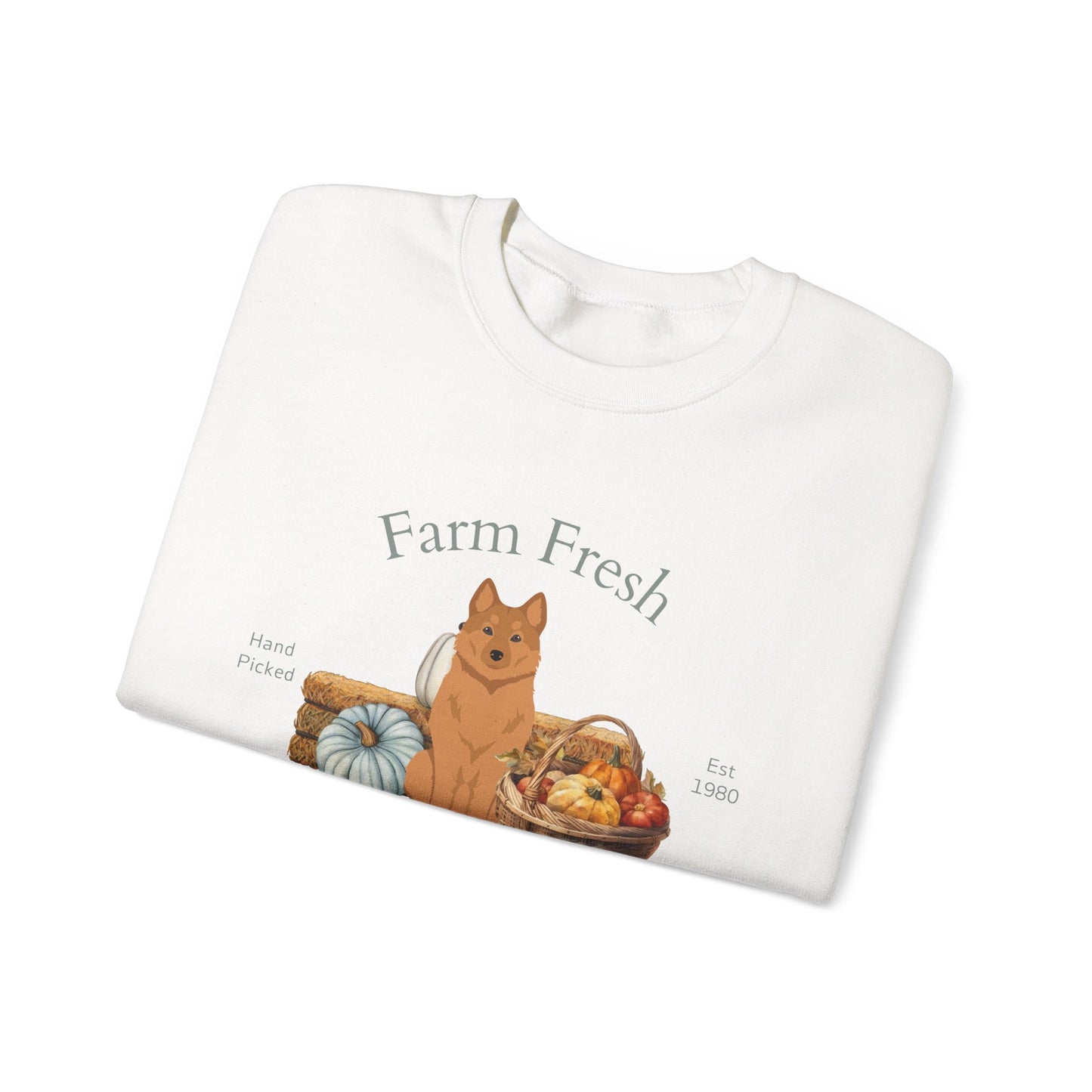 Finnish Spitz Dog Fall Farm Fresh Unisex Heavy Blend Crewneck Sweatshirt