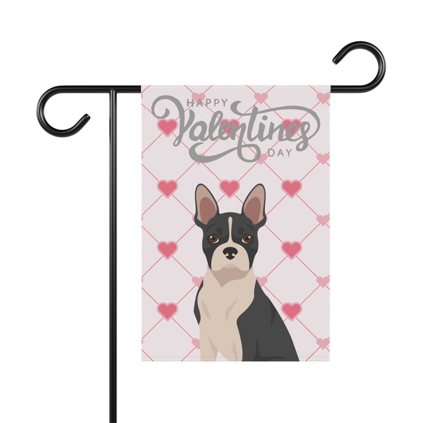 Boston Terrier Dog Valentines Day Garden Flag