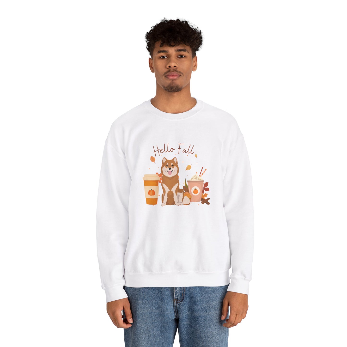 Finnish Lapphund Dog Fall Halloween Unisex Heavy Blend Crewneck Sweatshirt
