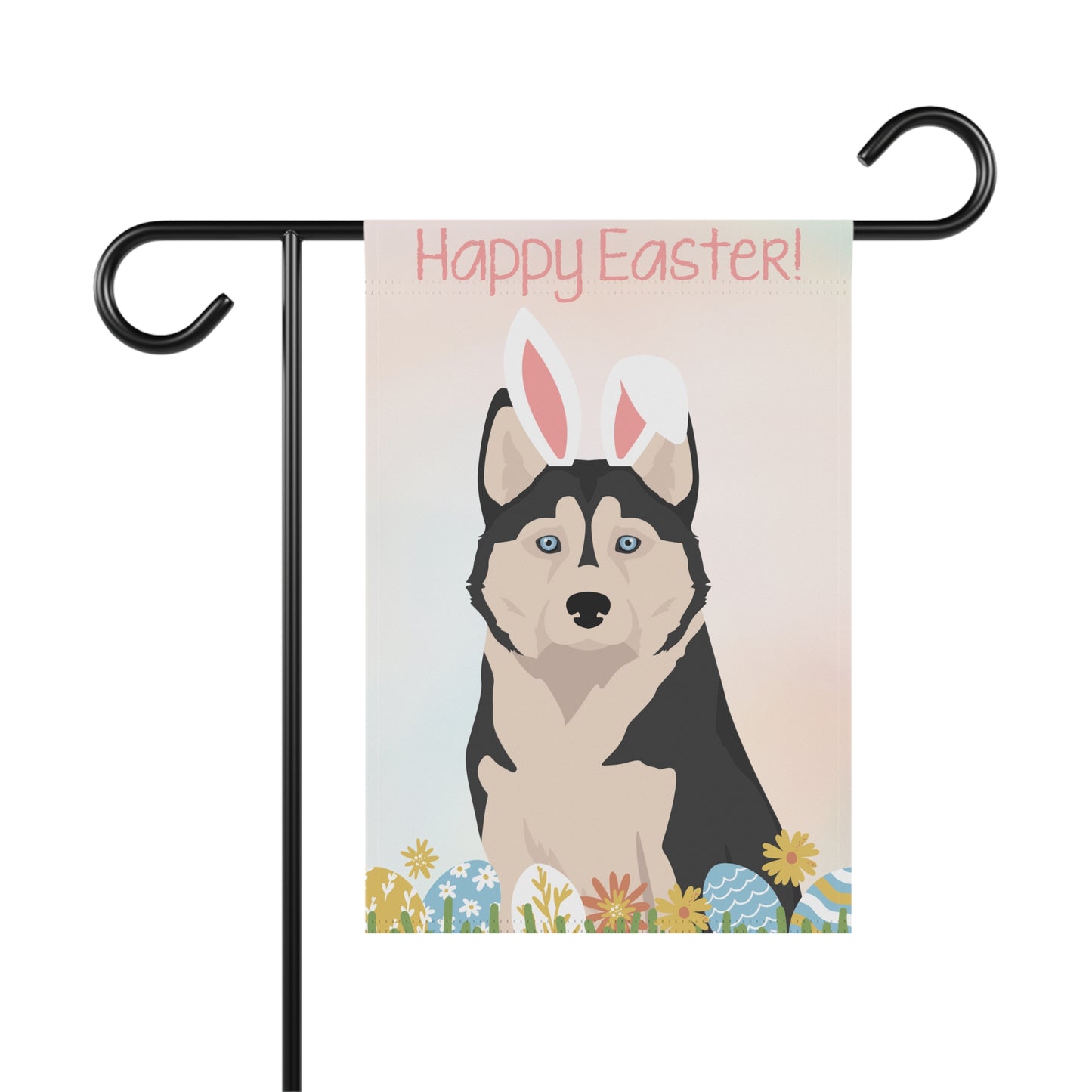 Alaskan Husky Dog Happy Easter Garden Flag