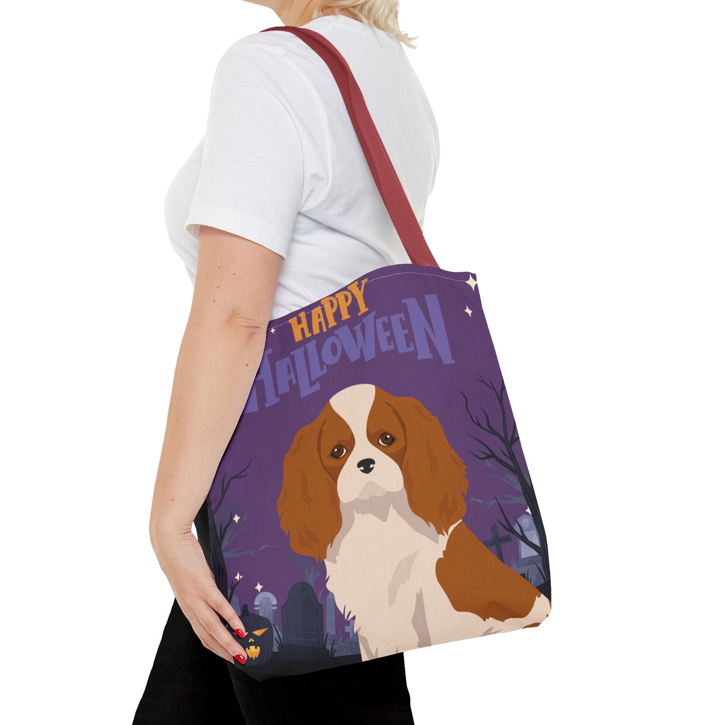 Cavalier King Charlre Spaniel Dog Happy Halloween Tote Bag 16x16