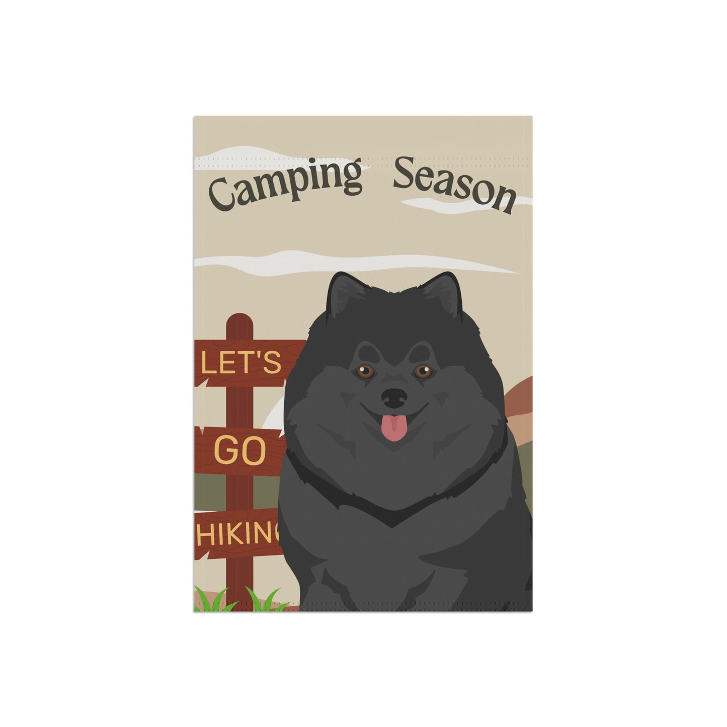 Pomeranian Dog Camping Garden Flag