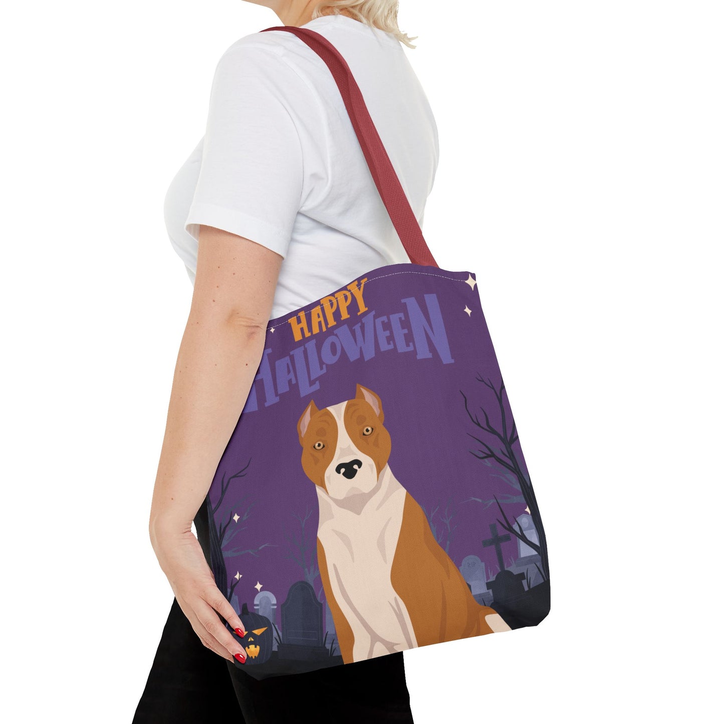 American Staffordshire Terrier Dog Happy Halloween Tote Bag 16x16