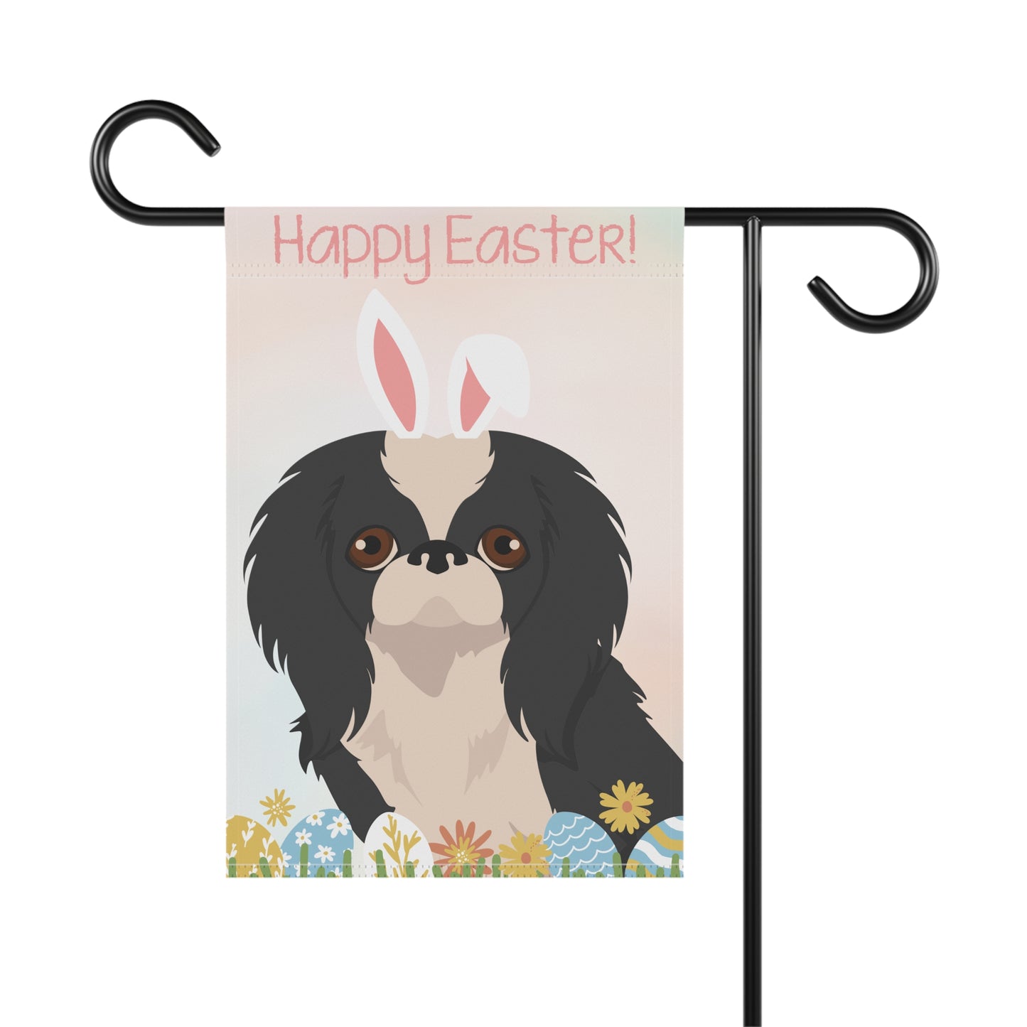 Japanese Chin Dog Happy Easter Garden Flag