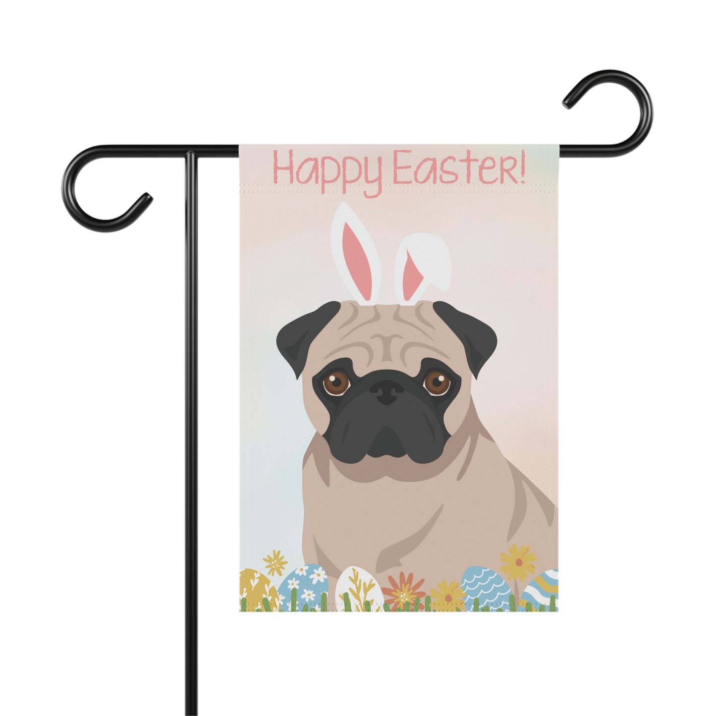 Pug Dog Happy Easter Garden Flag
