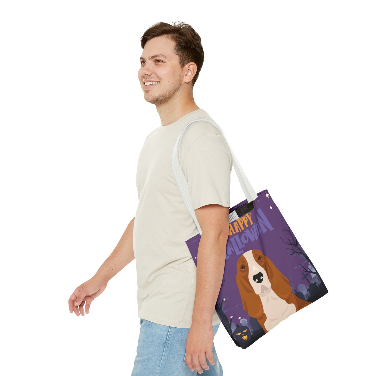 Basset Hound Dog Happy Halloween Tote Bag 16x16