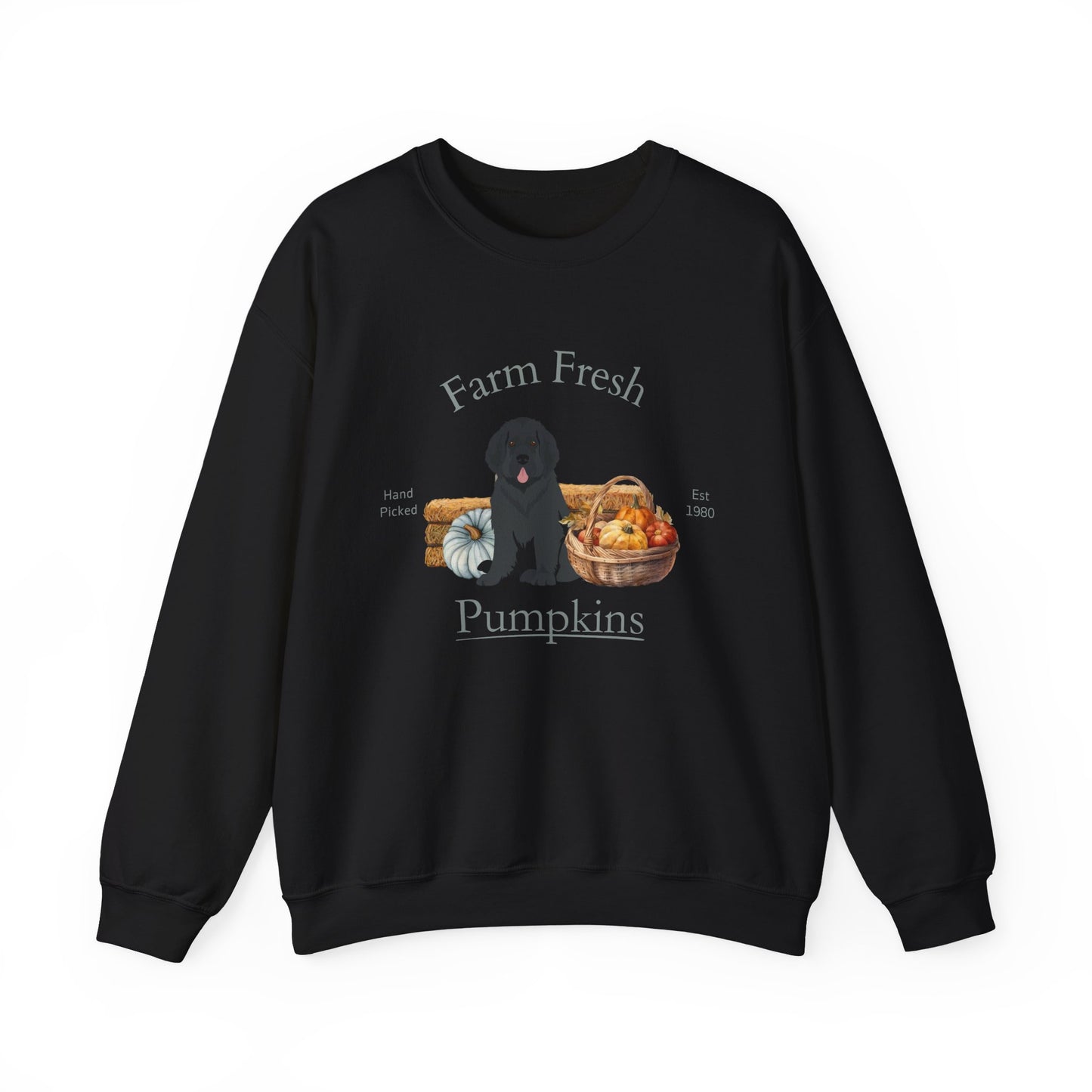Newfoundland Dog Fall Farm Fresh Unisex Heavy Blend Crewneck Sweatshirt