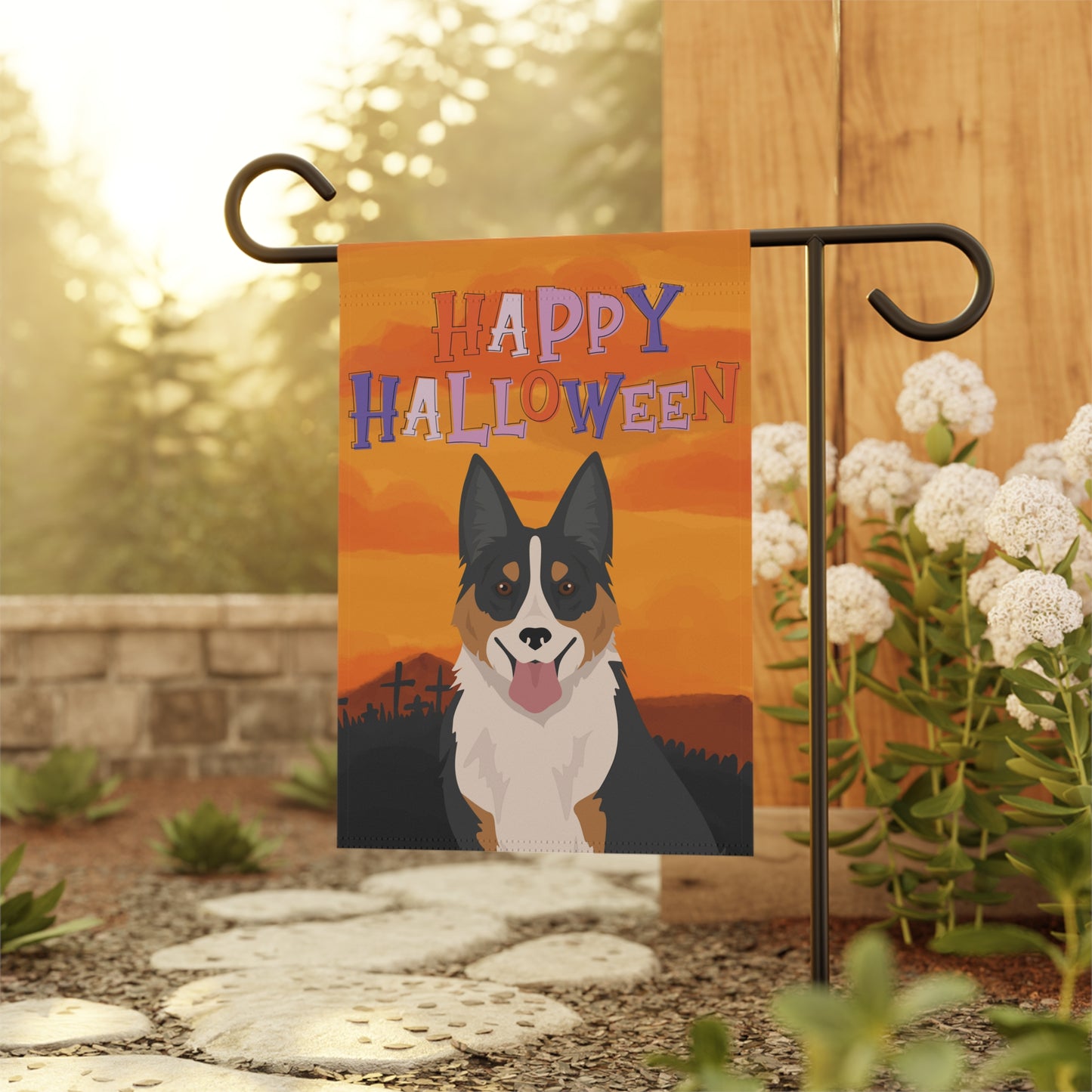 Welsh Sheepdog Dog Halloween Garden Flag