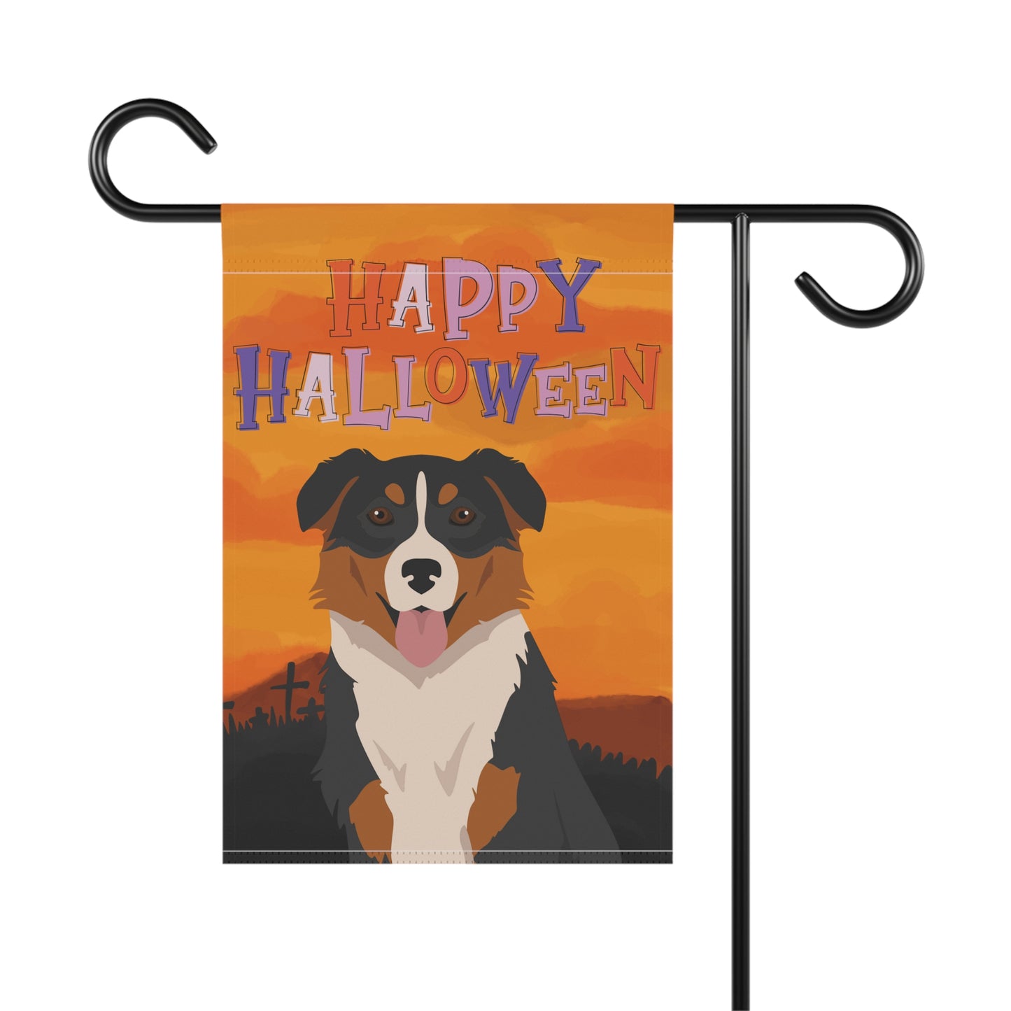 English Shepherd Dog Halloween Garden Flag
