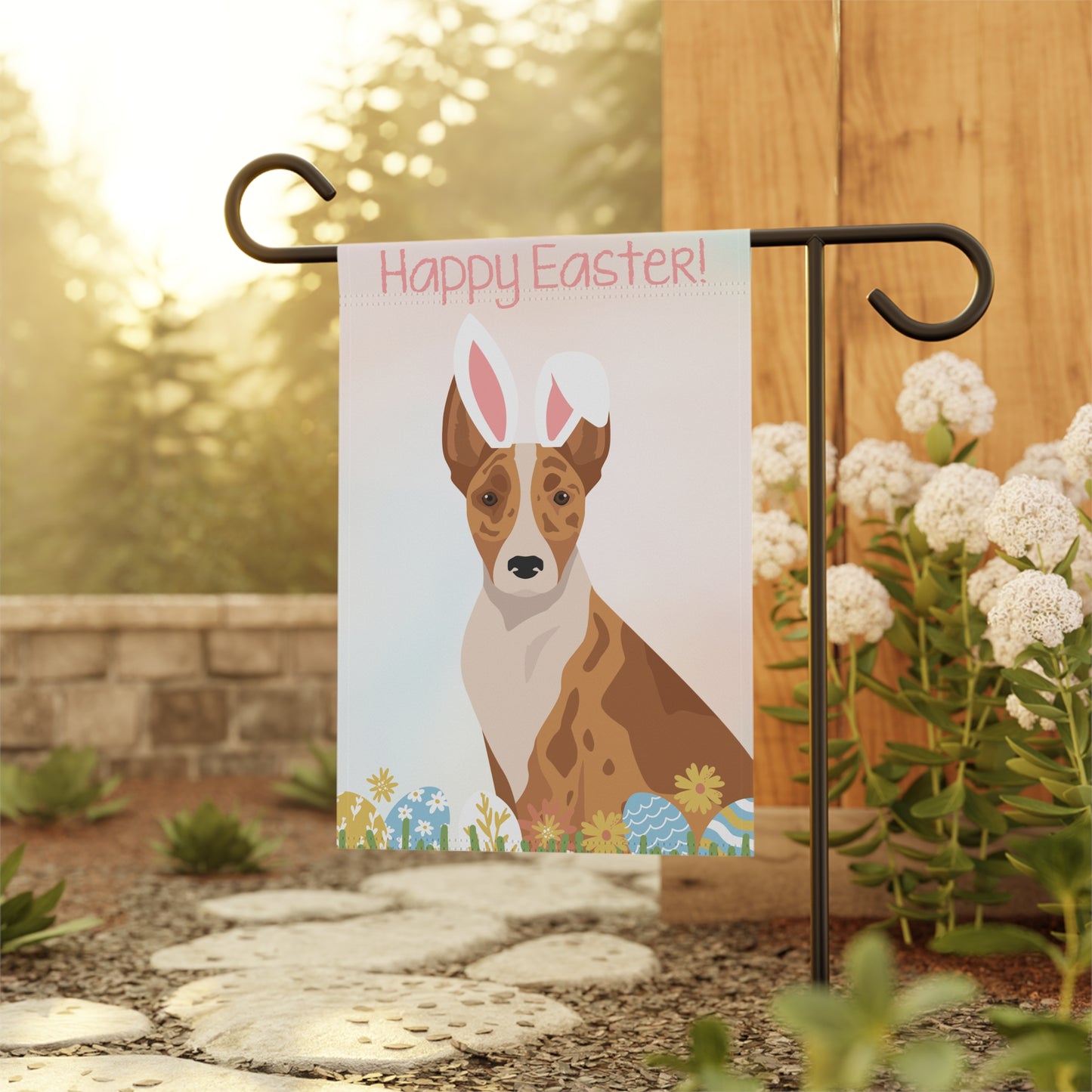 Australian Koolie Dog Happy Easter Garden Flag