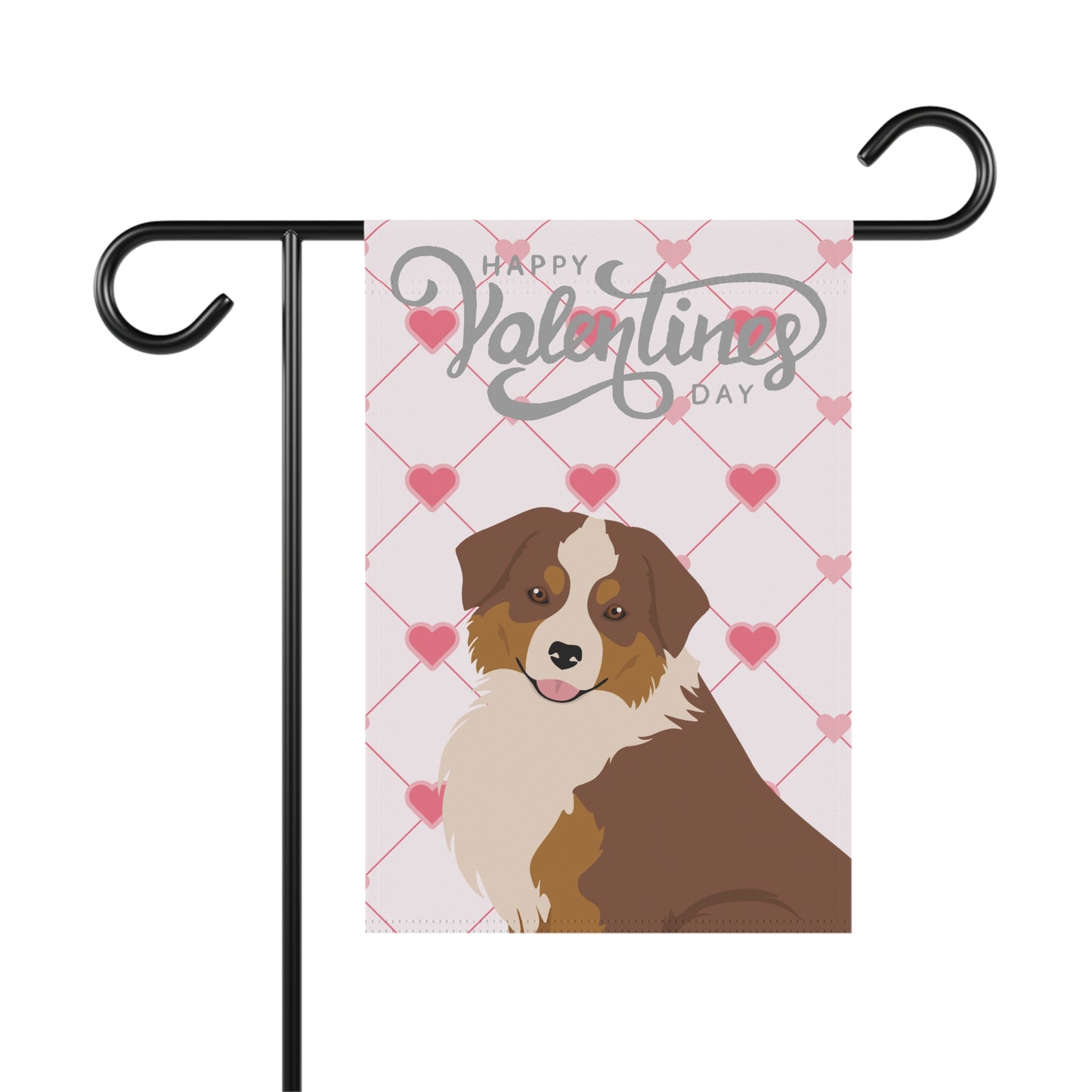 Mini American Shepherd Dog Valentines Day Garden Flag