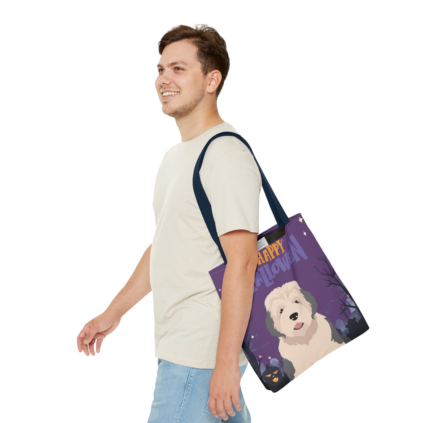 Old English Sheepdog Dog Happy Halloween Tote Bag 16x16