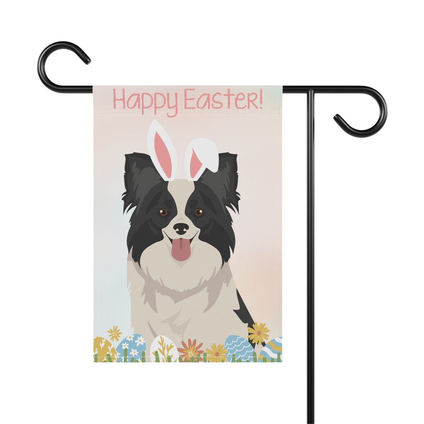 Papillon Dog Happy Easter Garden Flag