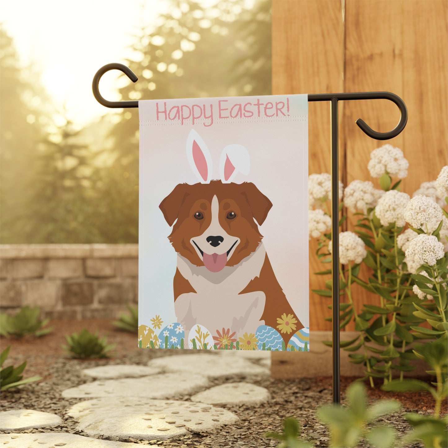 Aidi Dog Happy Easter Garden Flag