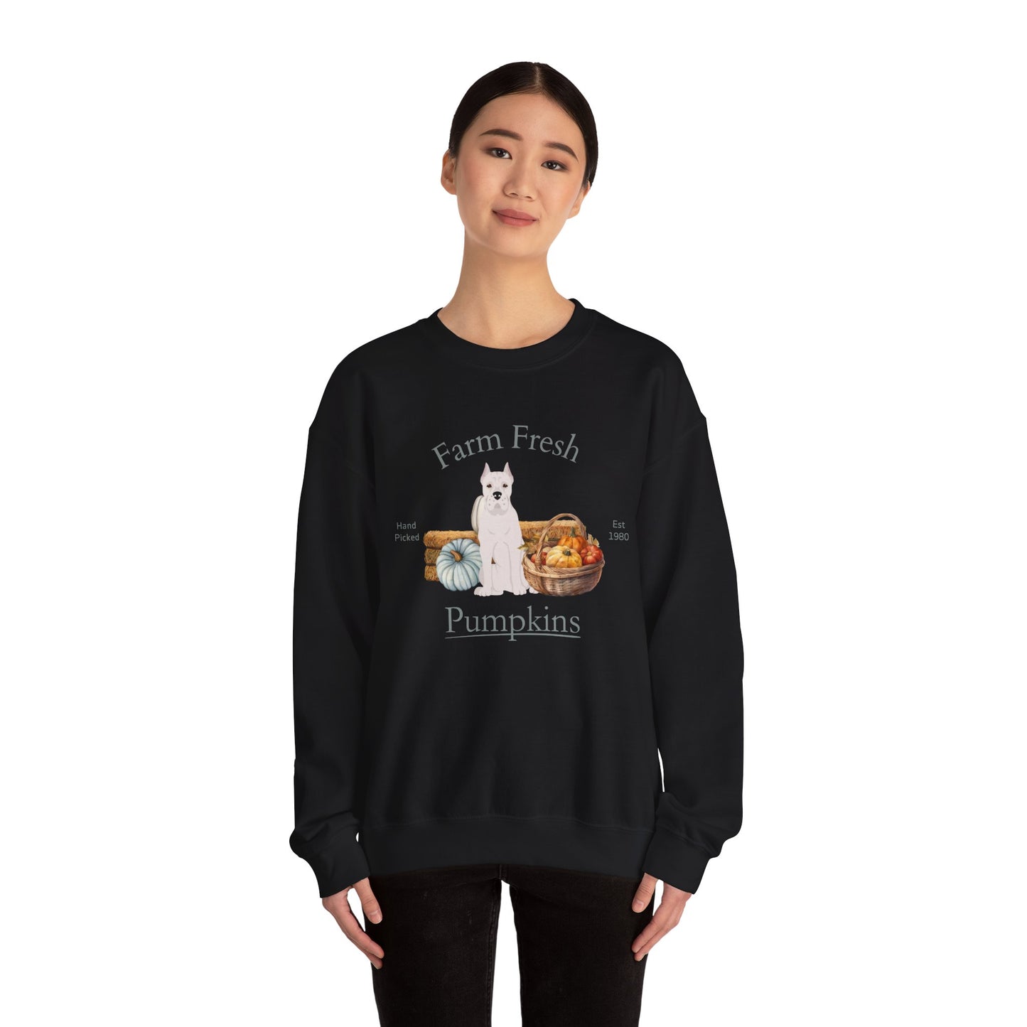 Dogo Argentino Dog Fall Farm Fresh Unisex Heavy Blend Crewneck Sweatshirt