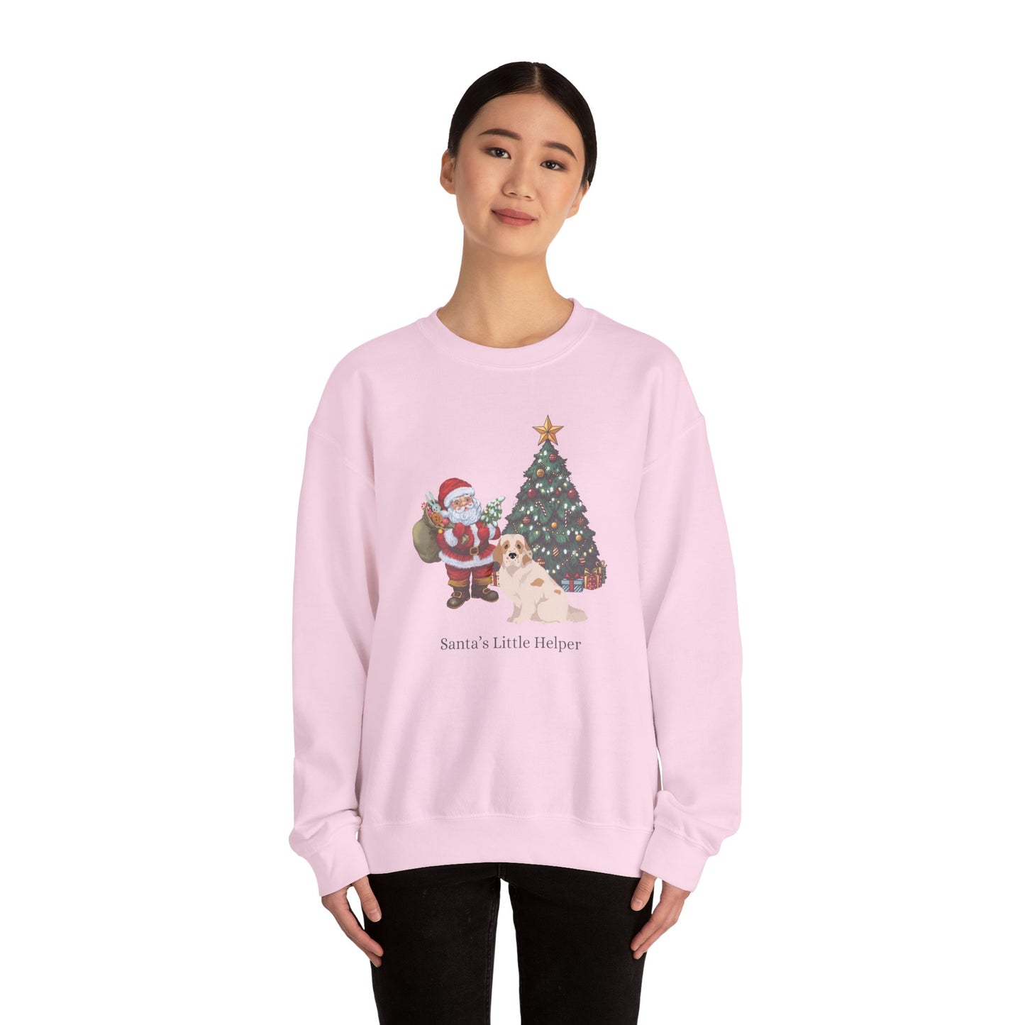 Clumber Spaniel Dog Santa's Little Helper Unisex Heavy Blend Crewneck Sweatshirt