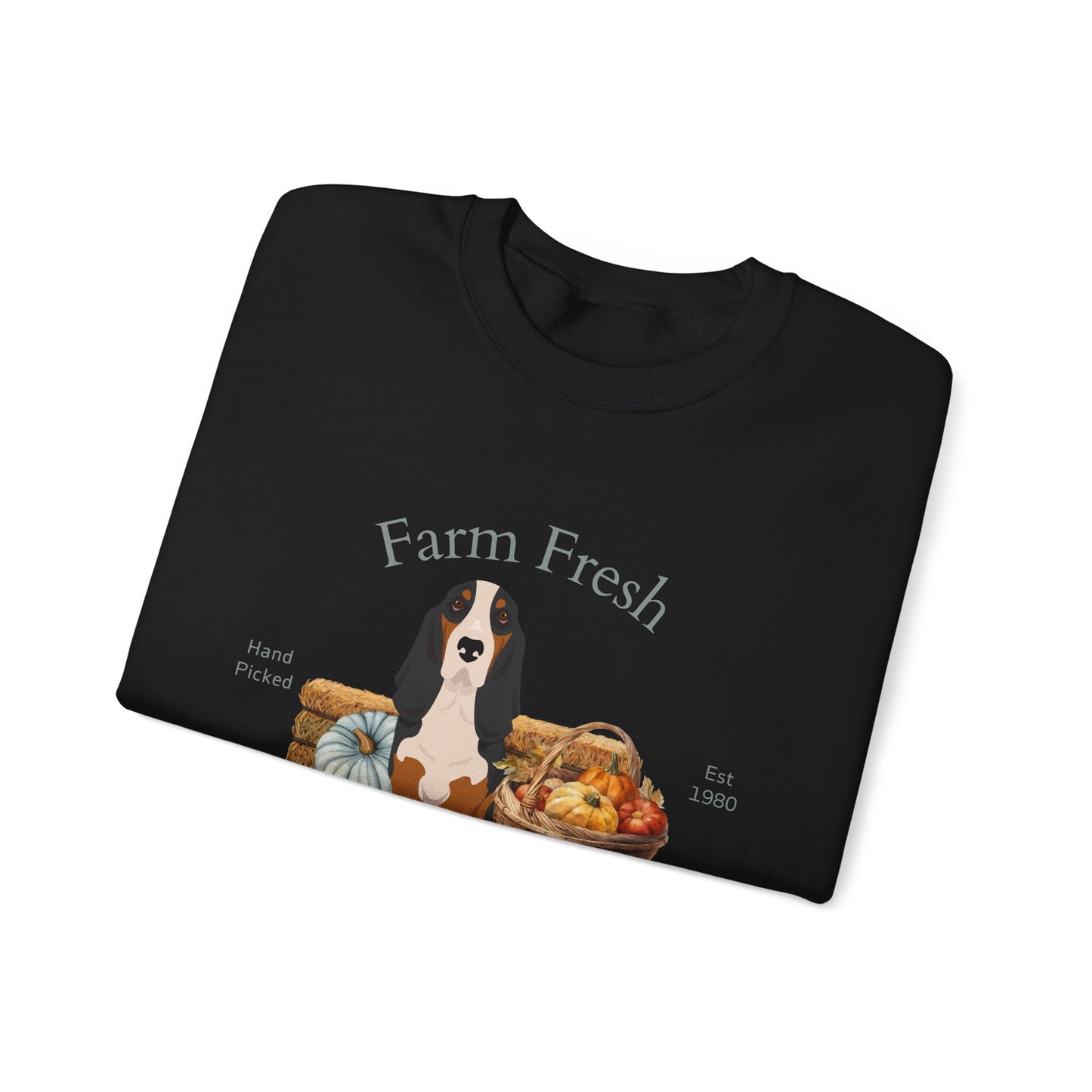 Basset Hound Dog Fall Farm Fresh Unisex Heavy Blend Crewneck Sweatshirt