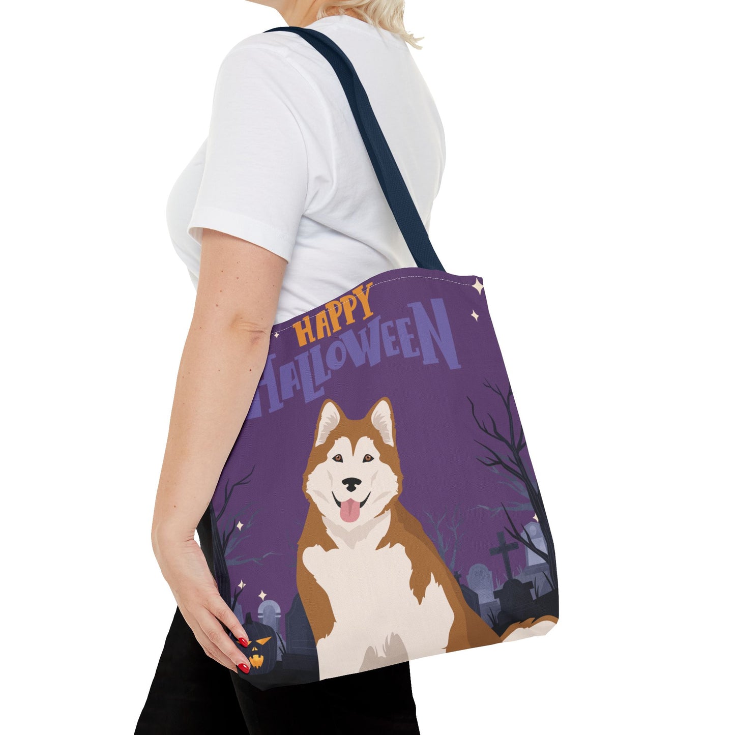 Alaskan Malamute Dog Happy Halloween Tote Bag 16x16