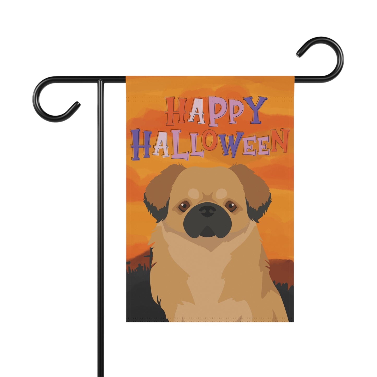 Tibetan Spaniel Dog Halloween Garden Flag