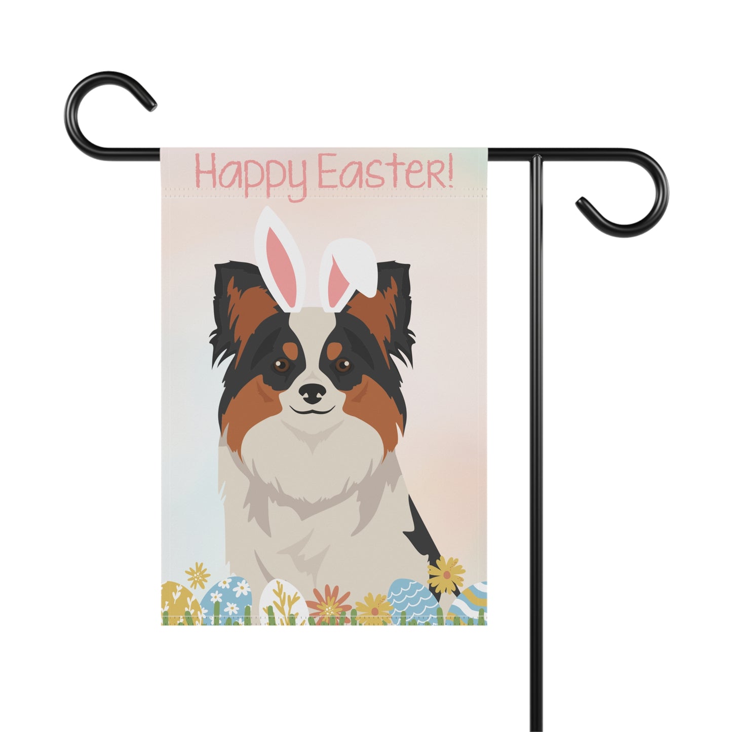 Papillon Dog Happy Easter Garden Flag