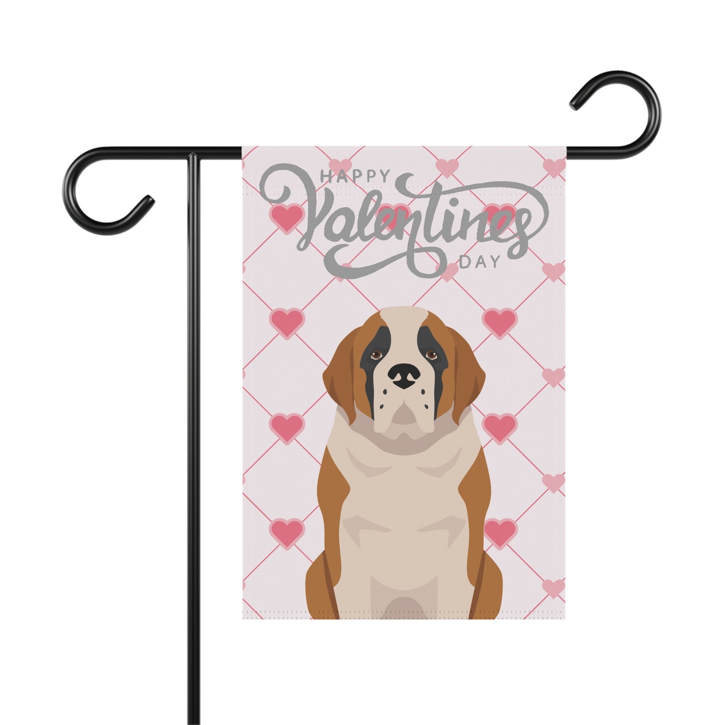 St Bernard Dog Valentines Day Garden Flag